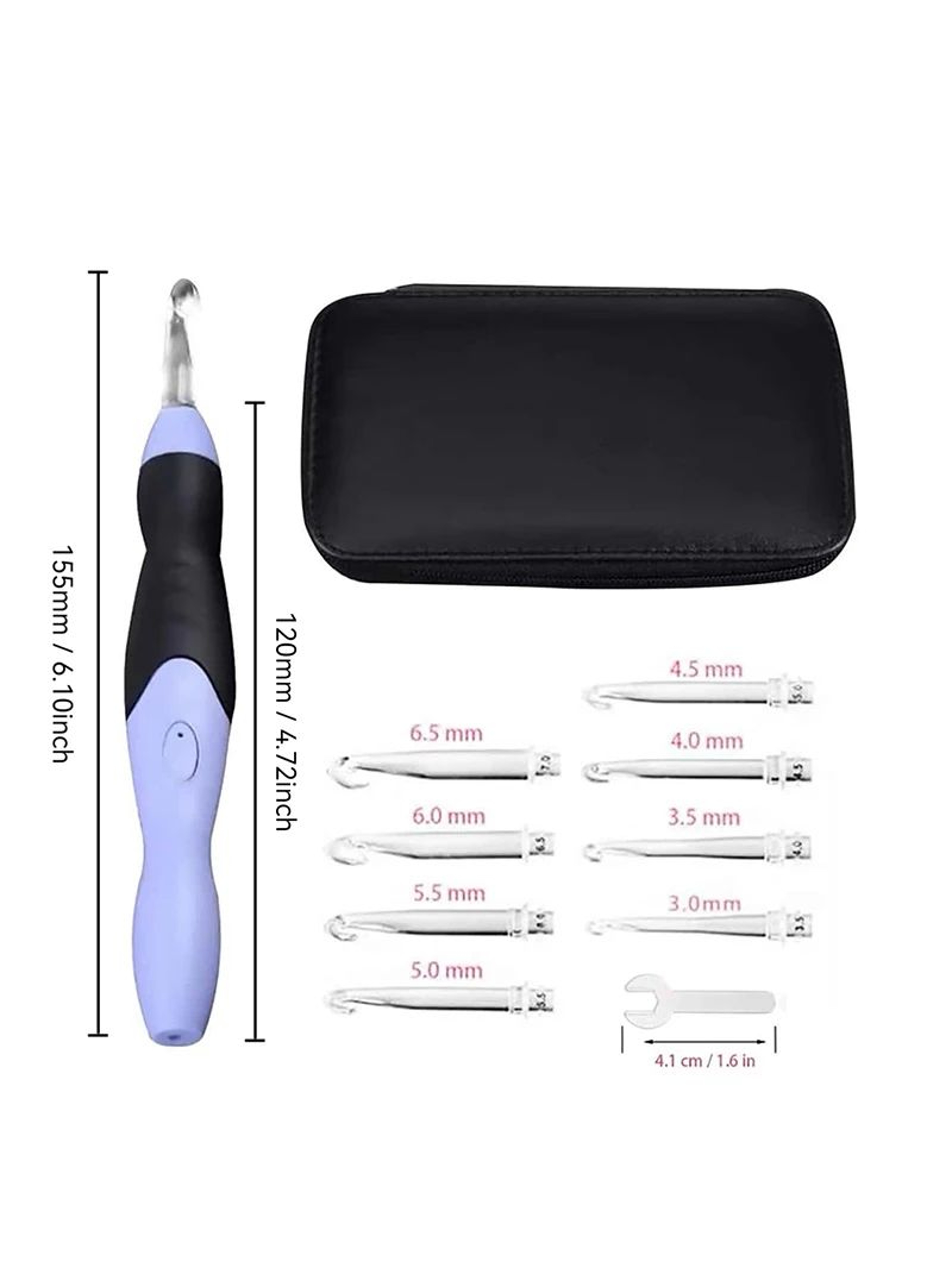 9 In 1 USB Rechargeable LED Crochet Hook Set 12