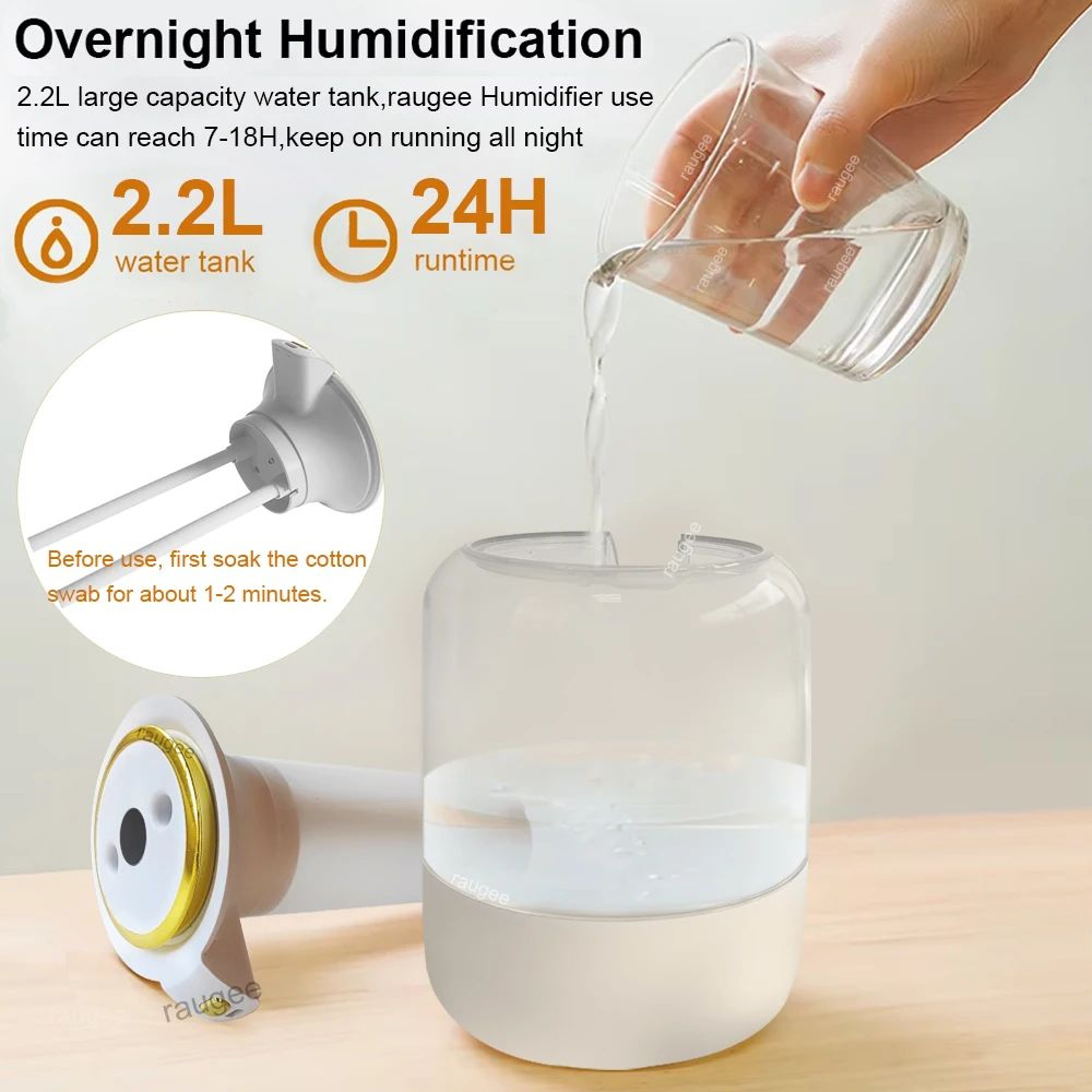 22L Large USB Cool Mist Humidifier With LED Night Light 3
