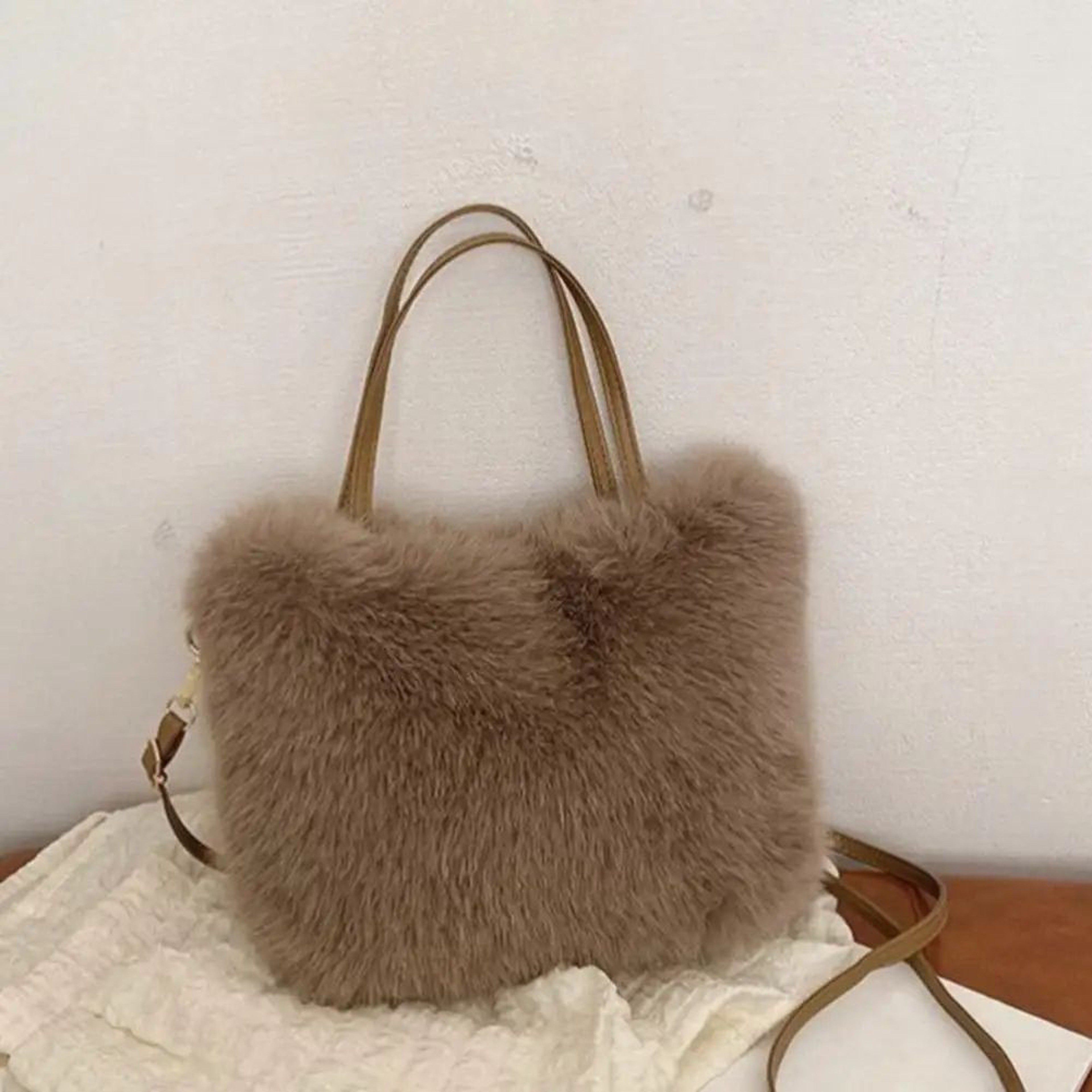 Plush Faux Fur Tote Shoulder Bag For Women 1