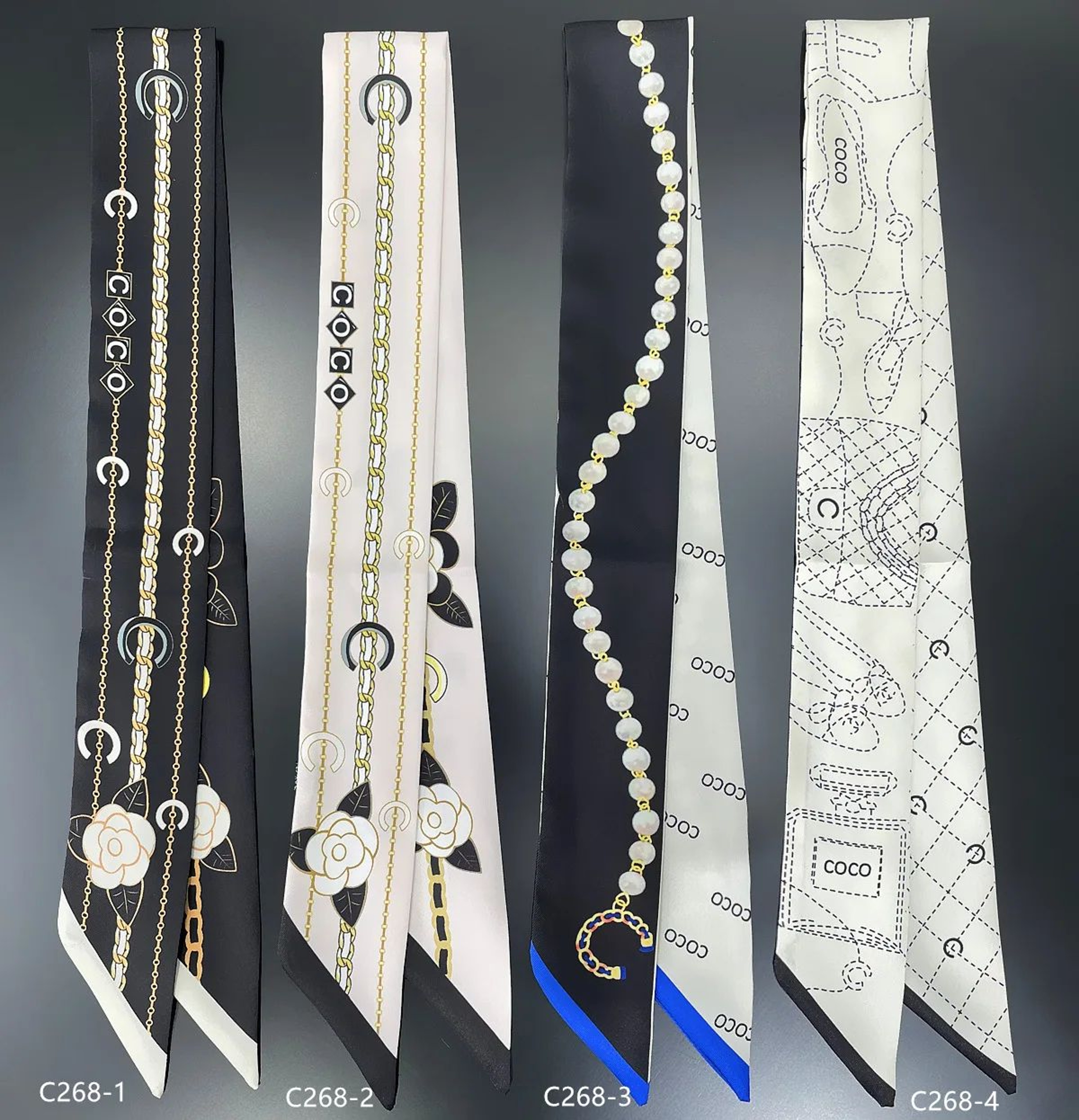 Elegant 5x90cm Black And White Silk Scarf Ribbon 5