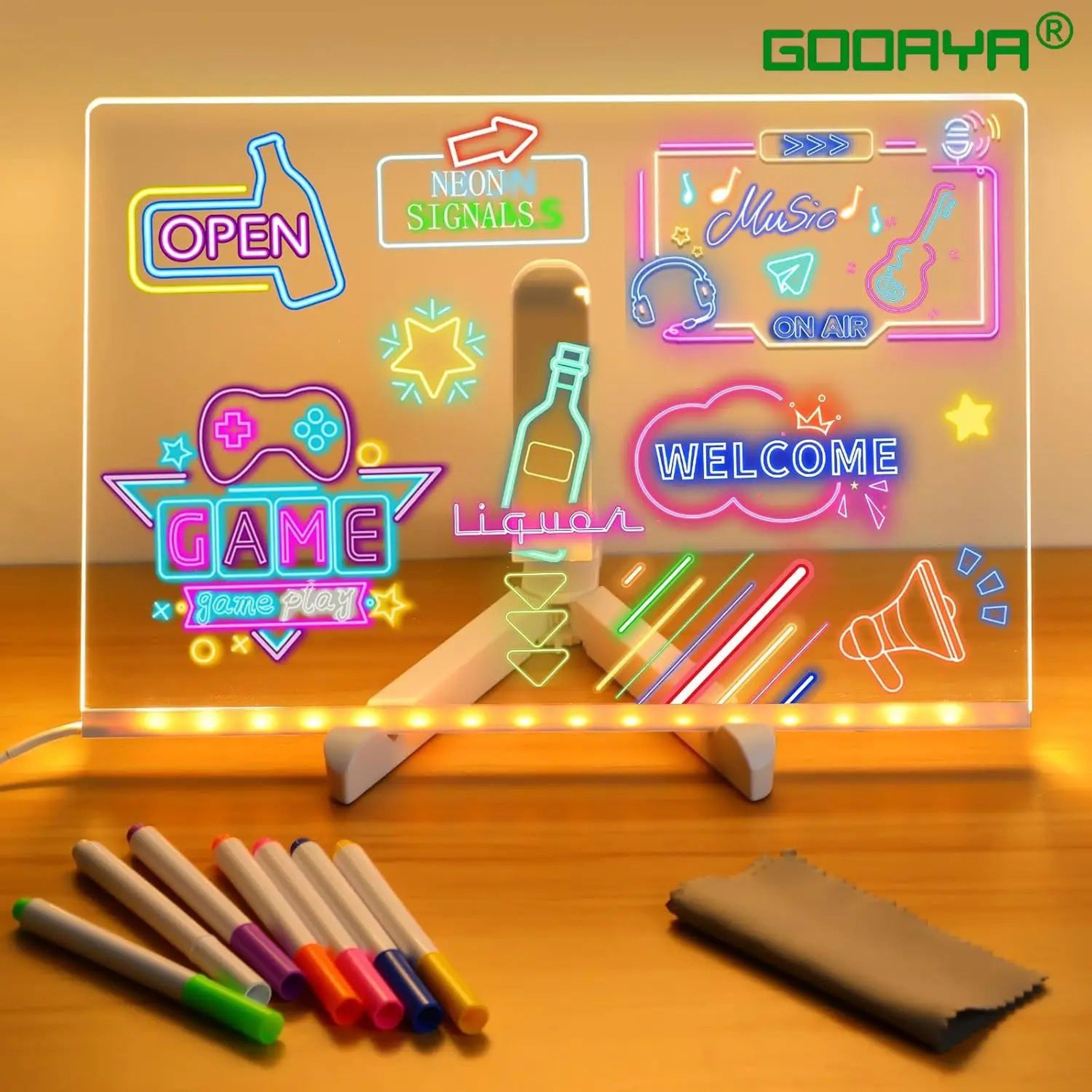 LED Note Board With Night Light And 7 Color Pens 0