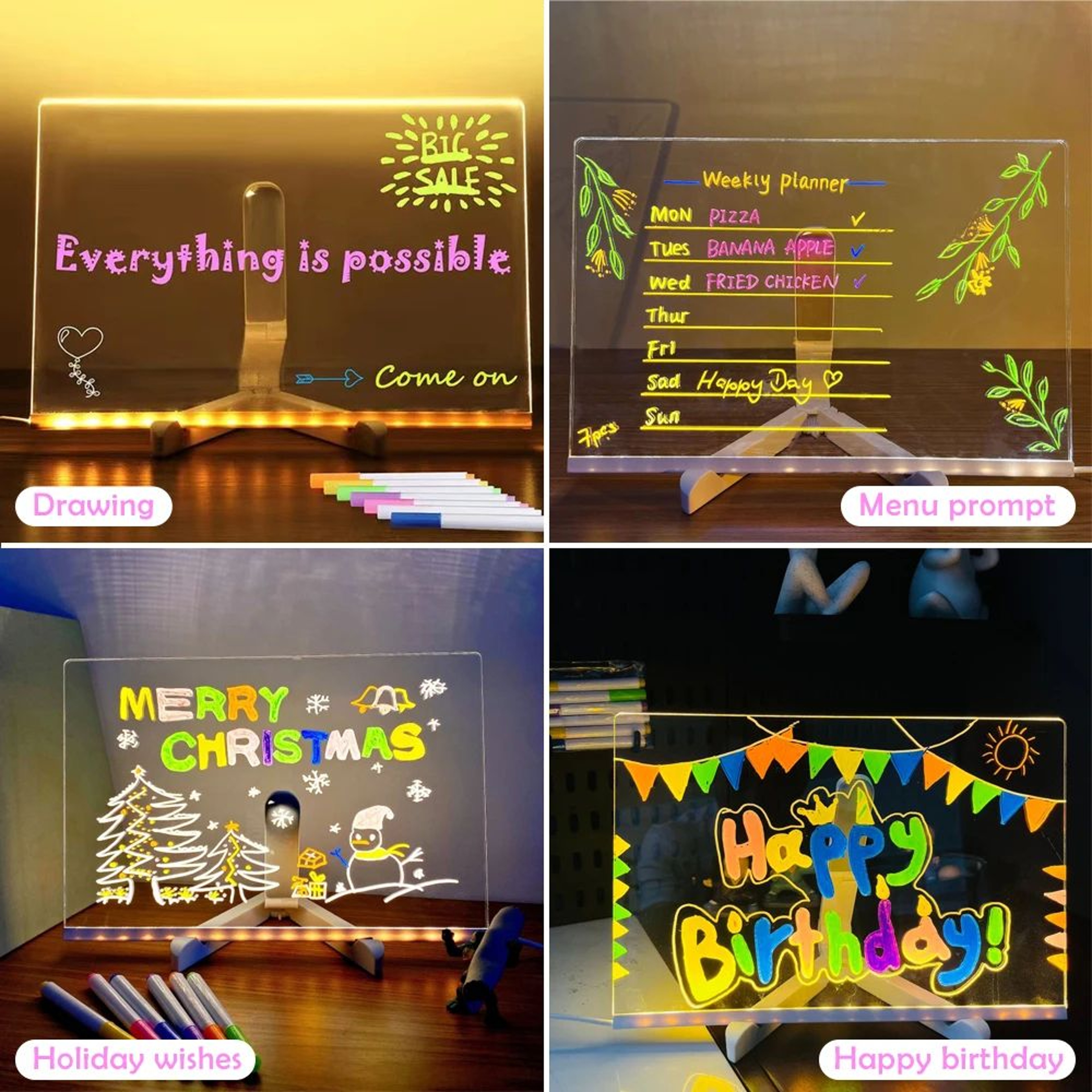 LED Note Board With Night Light And 7 Color Pens 2