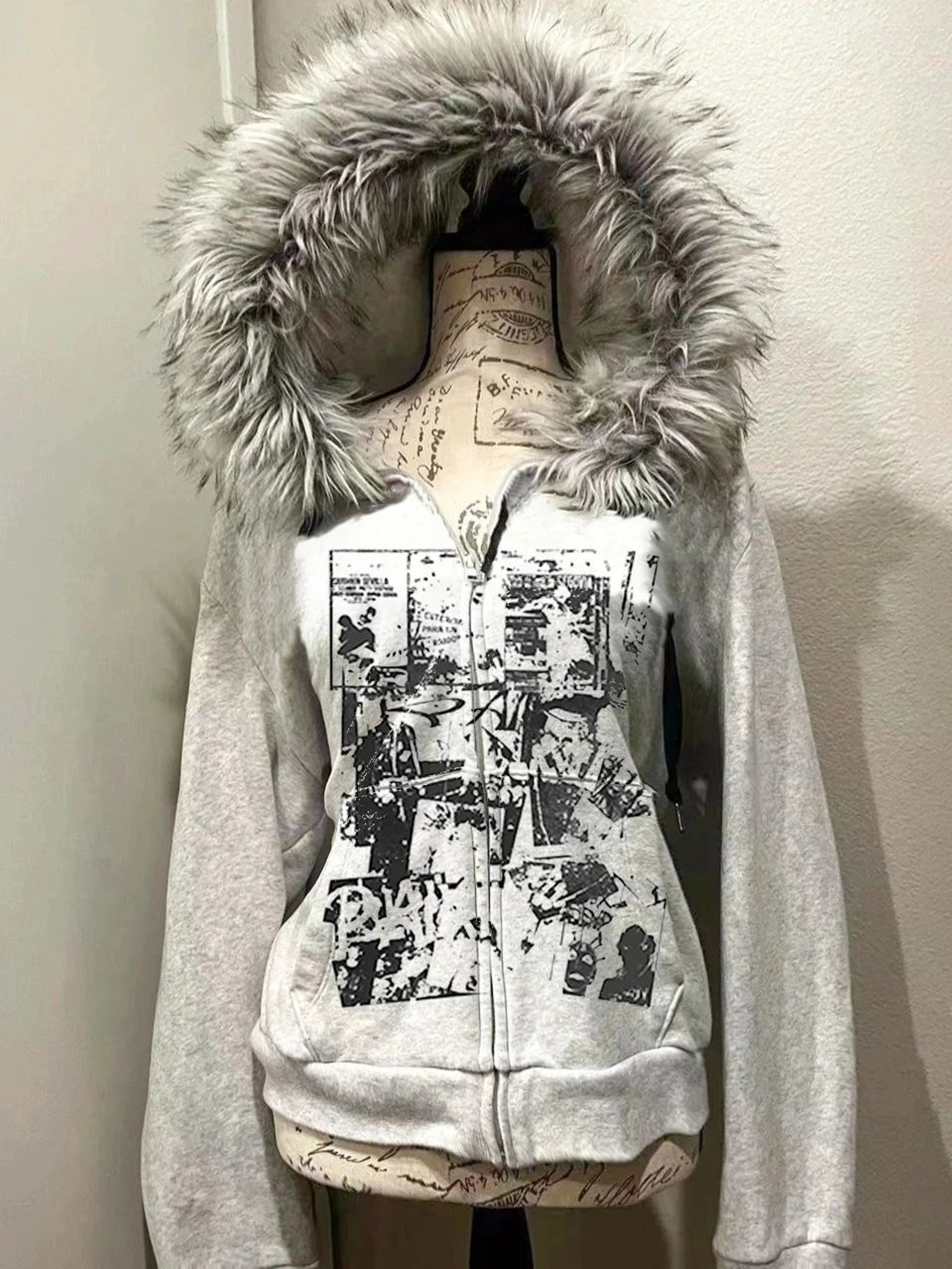 Subculture Gothic Hooded Faux Fur Coat 2