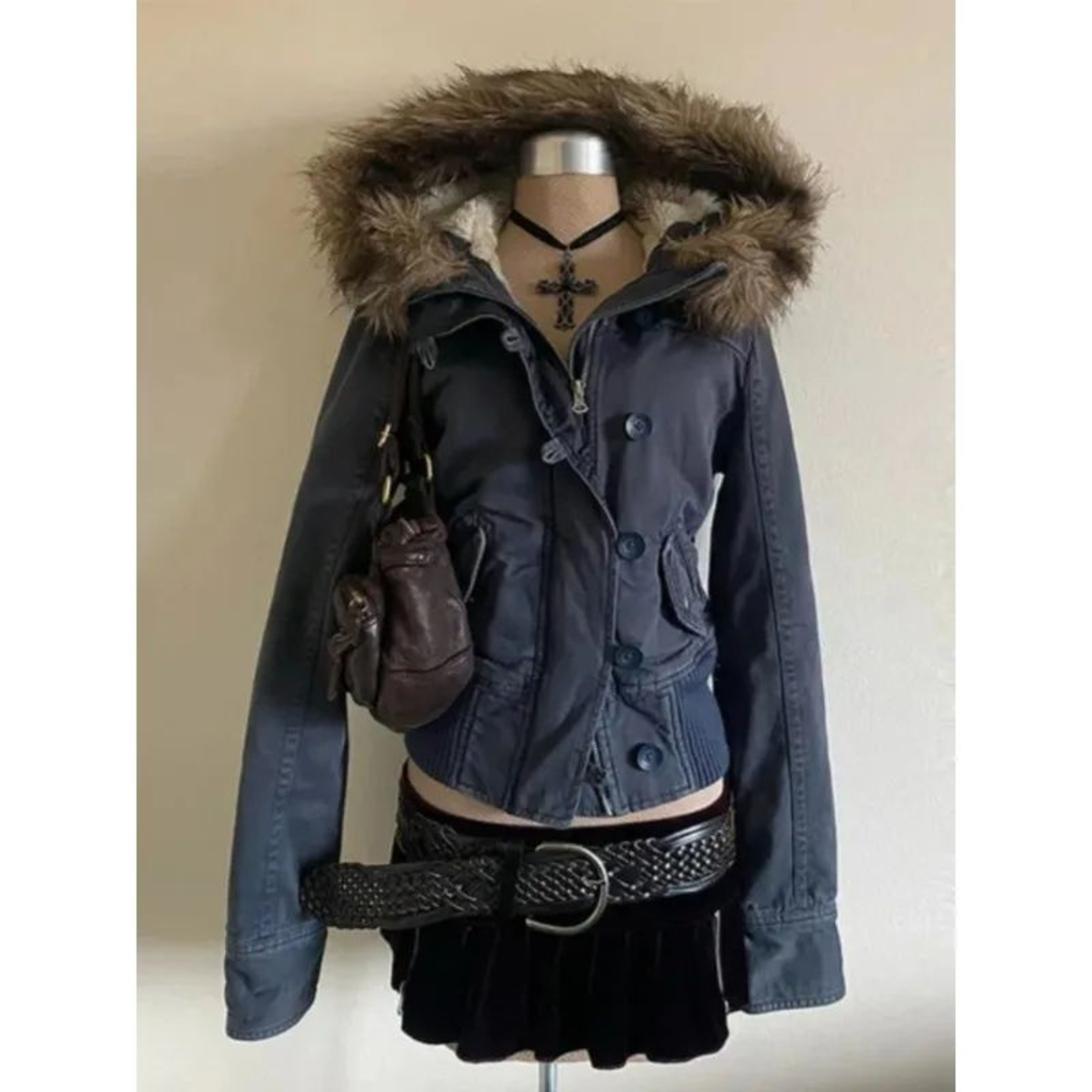 Subculture Gothic Hooded Faux Fur Coat 12