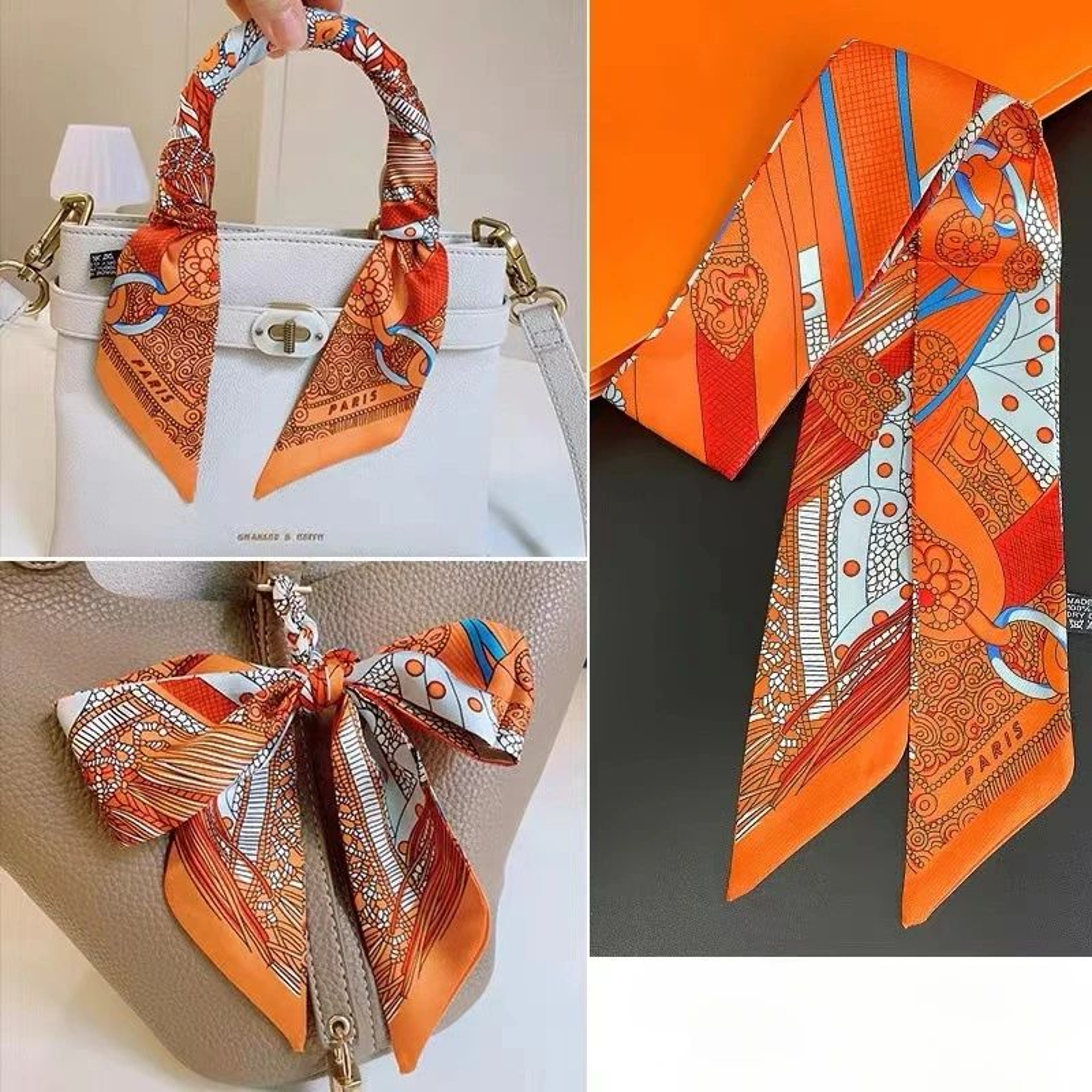 Retro Printed Imitation Silk Long Scarf 1