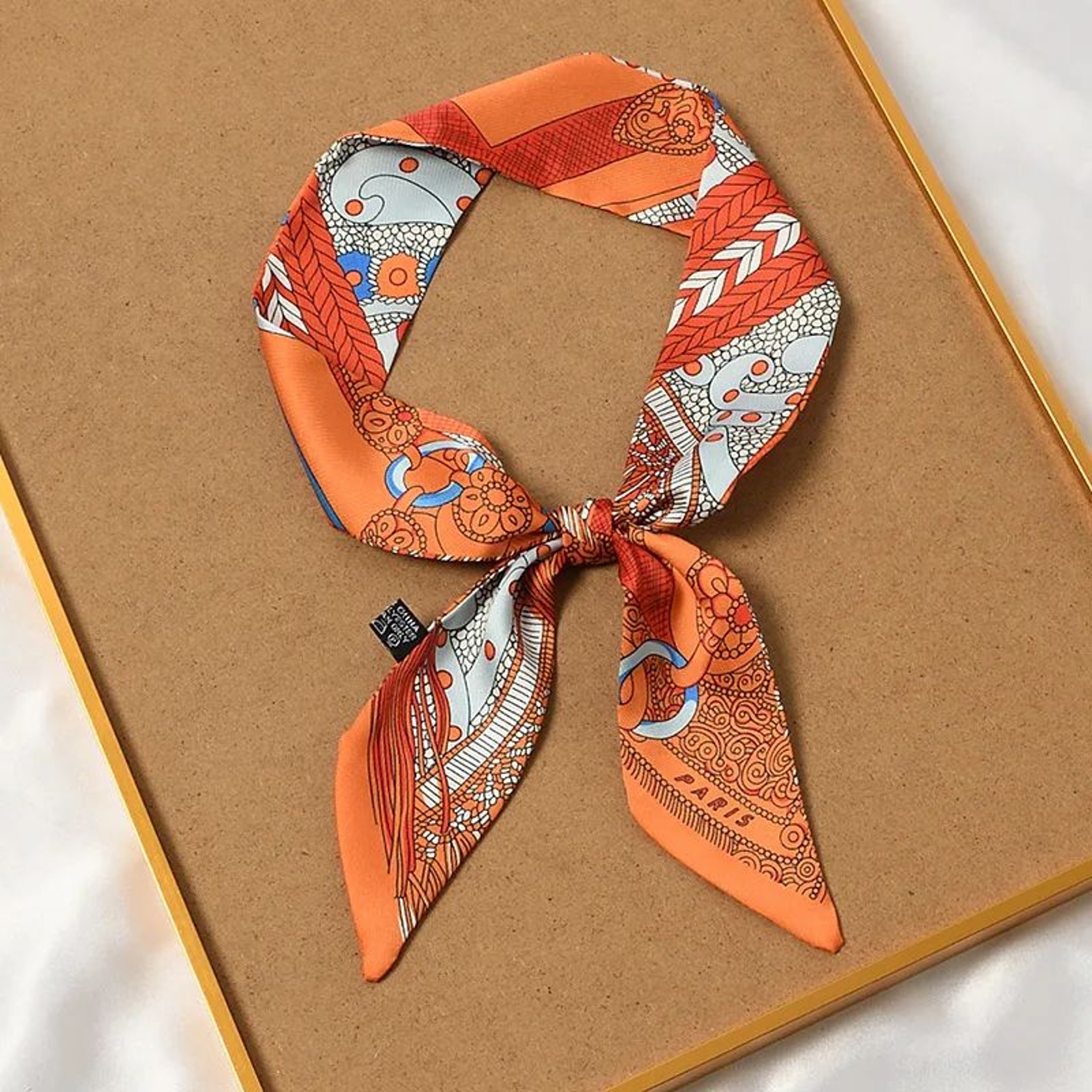 Retro Printed Imitation Silk Long Scarf 4