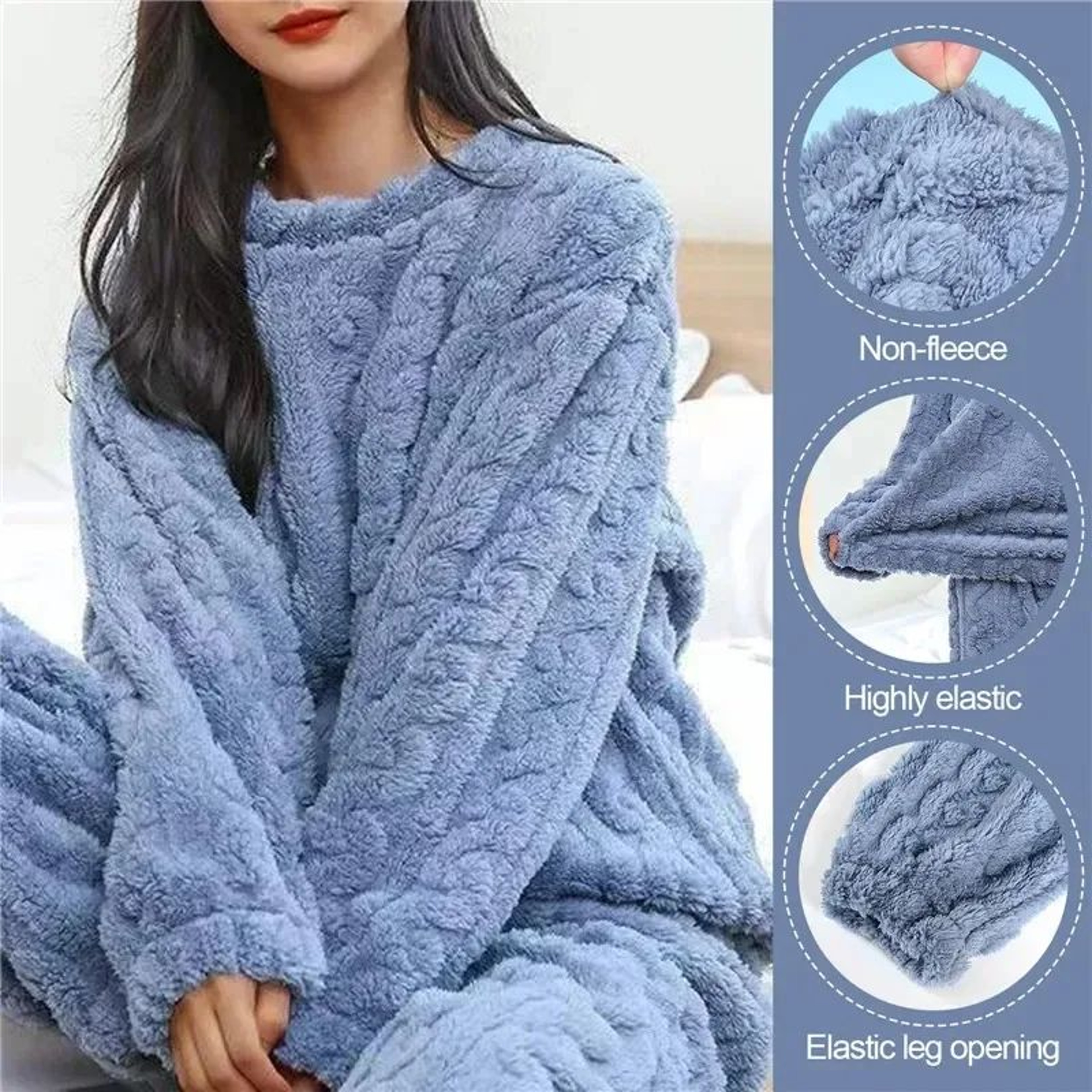 Women Soft Coral Velvet Jacquard Winter Pajama Set 1