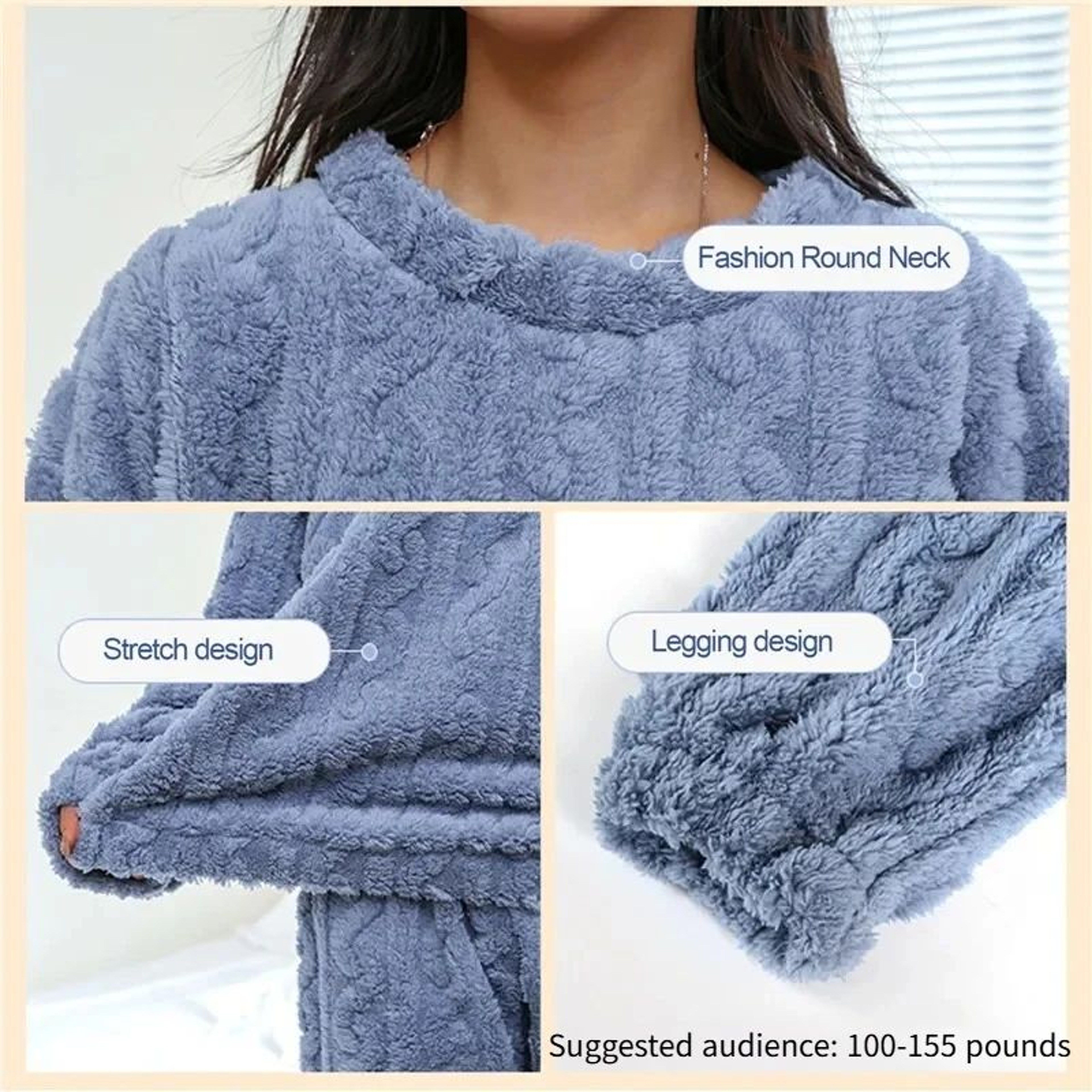 Women Soft Coral Velvet Jacquard Winter Pajama Set 2