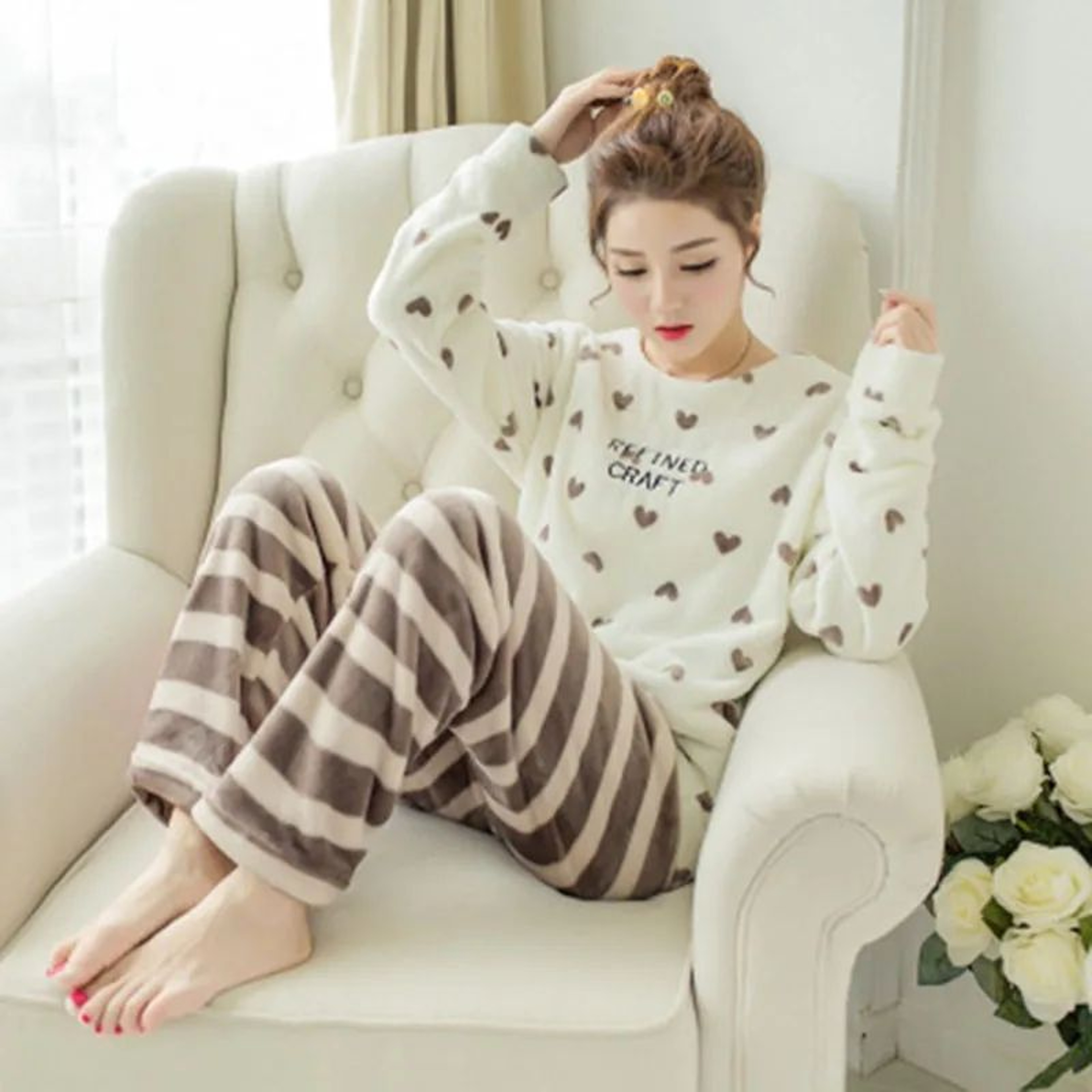 Winter Coral Velvet Hooded Couple Pajama Robe 6