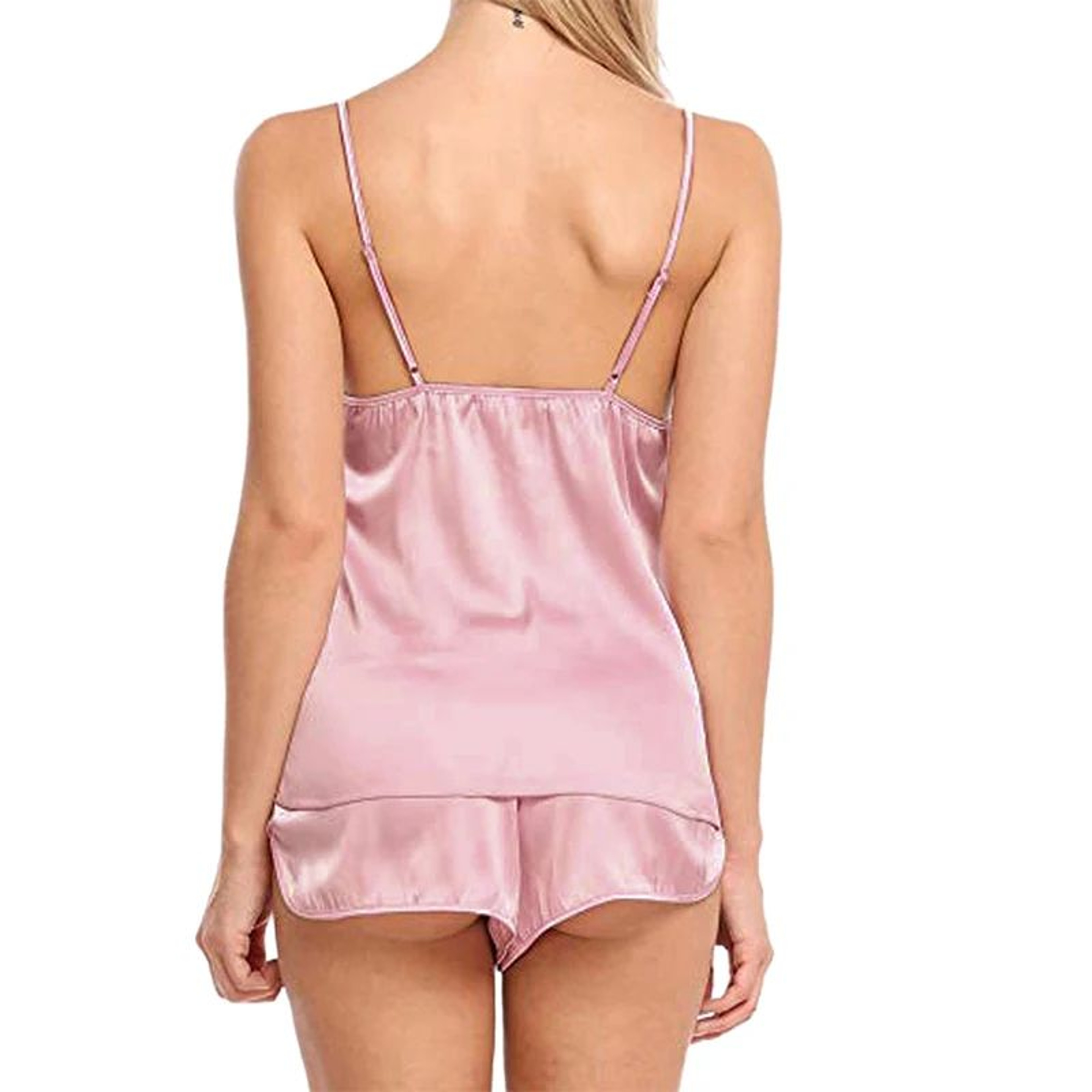 Women Sheer Lace Cami And Shorts Pajama Set 1
