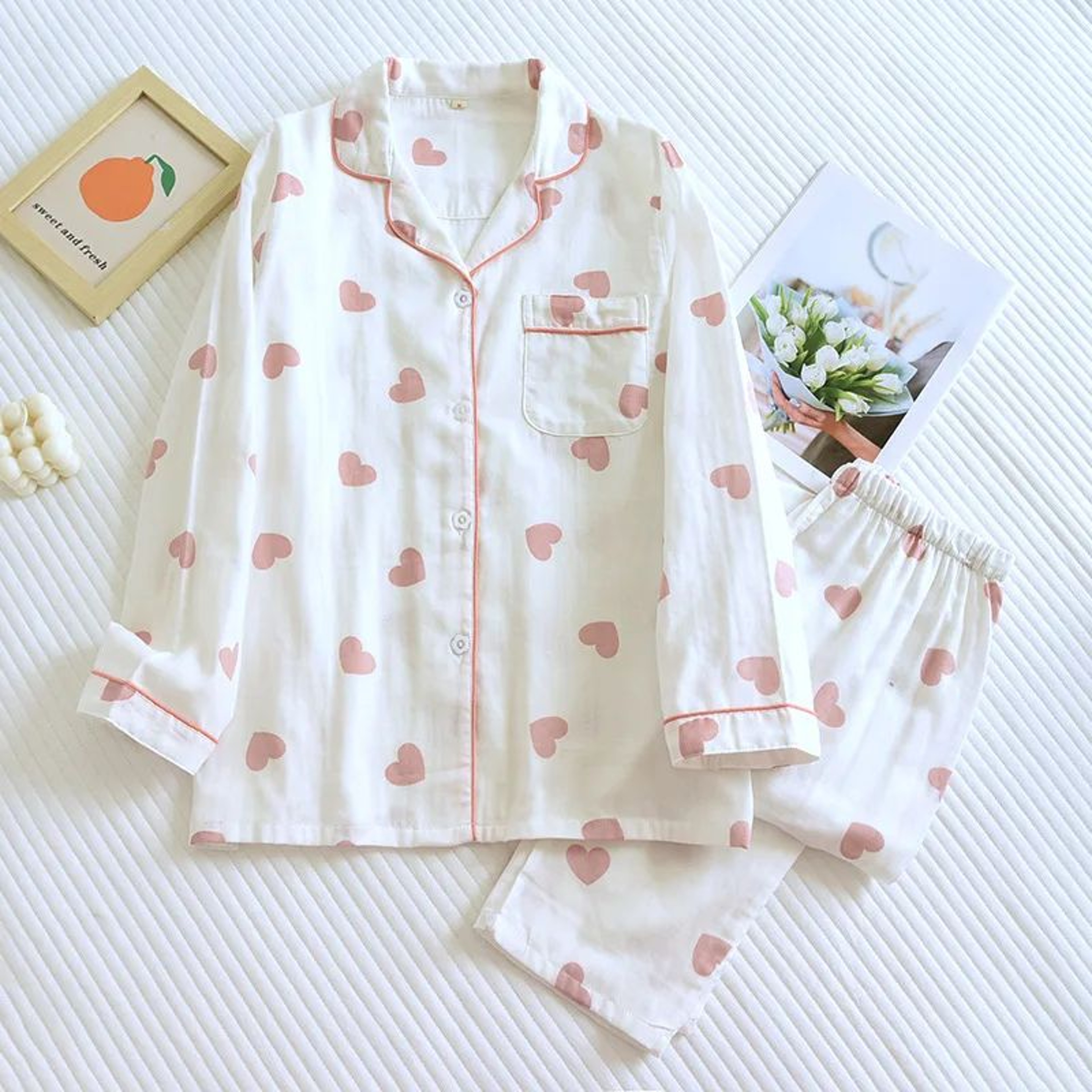 Women 100 Percent Cotton Long Sleeve Pajama Set 1