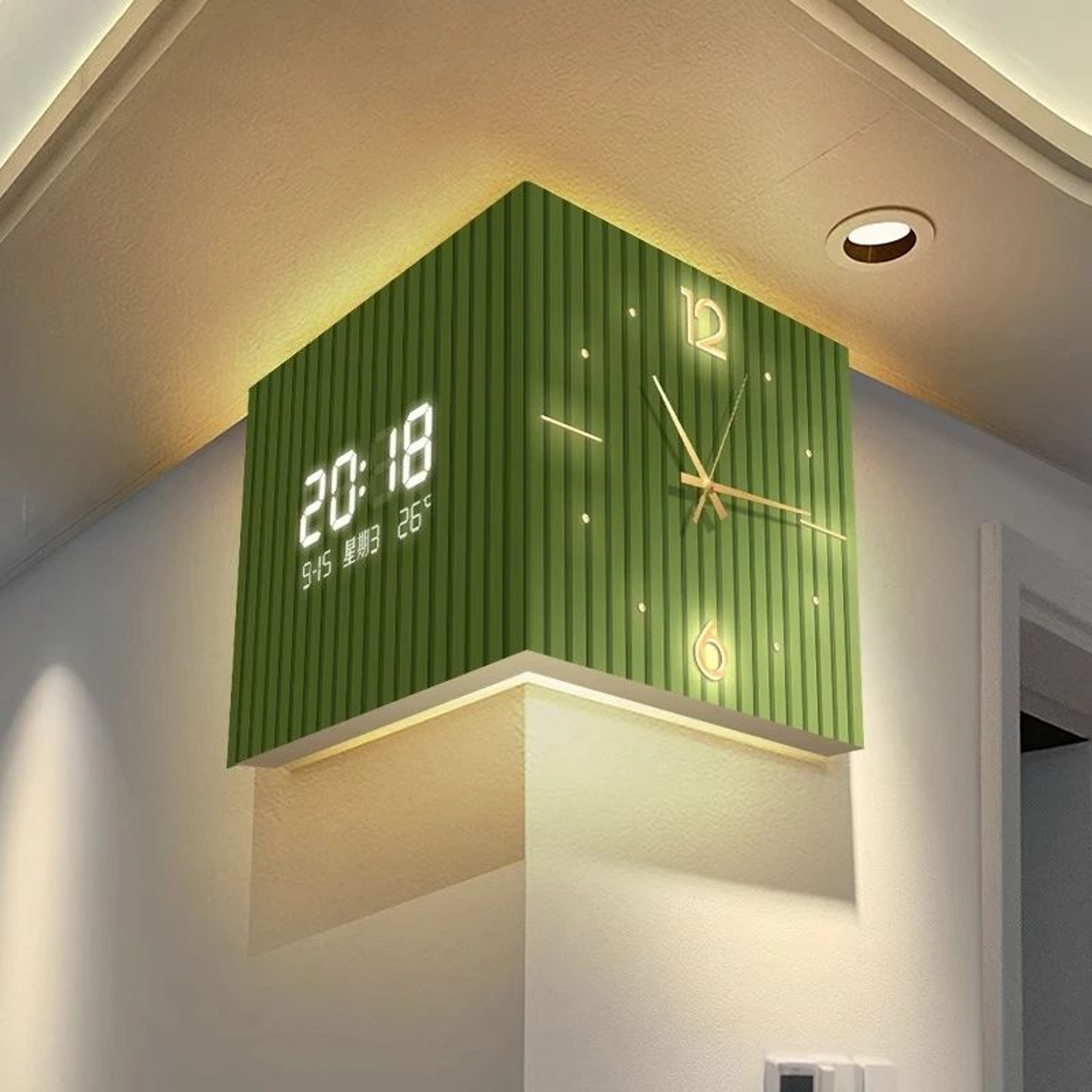 Modern DualSided Corner Wall Clock 3