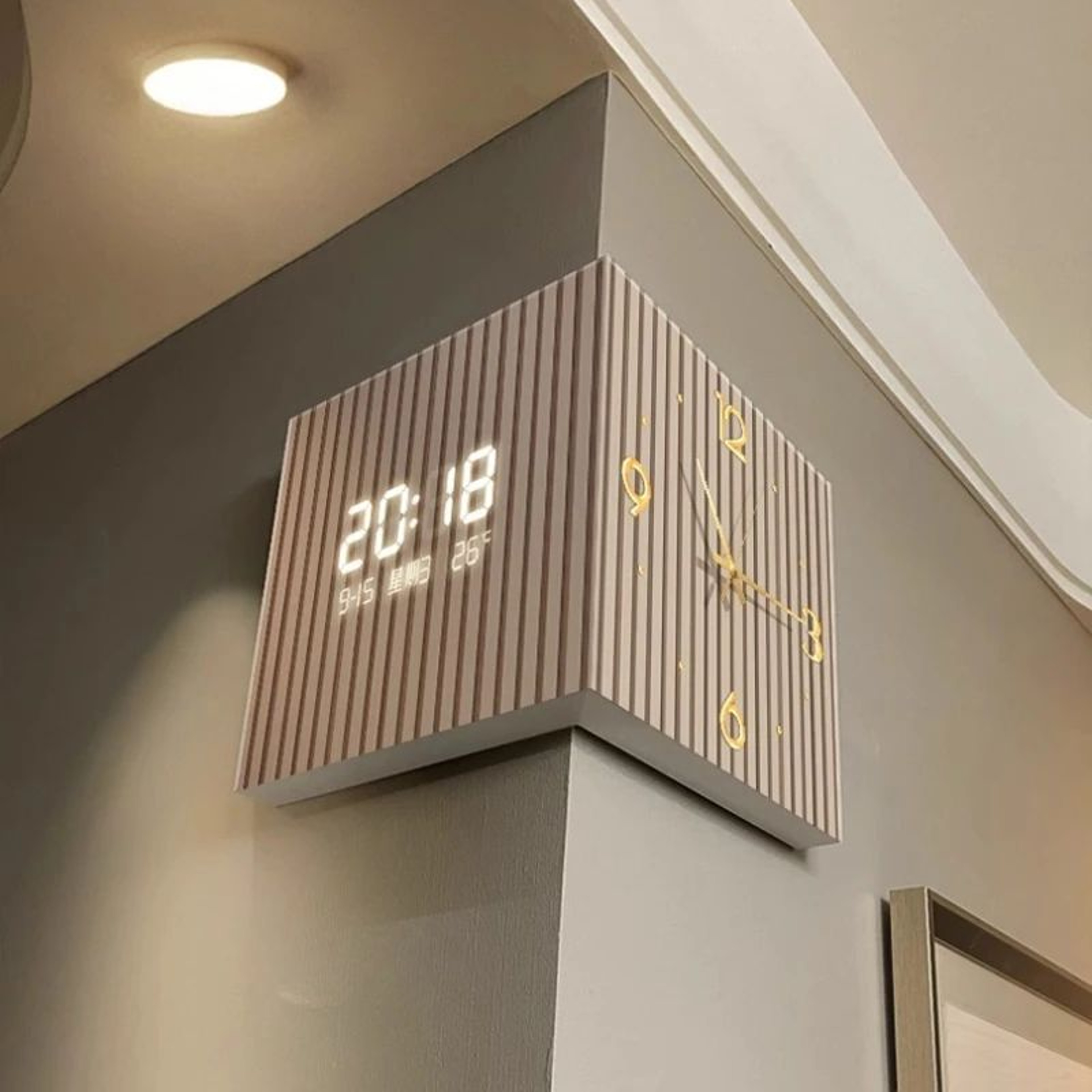 Modern DualSided Corner Wall Clock 4