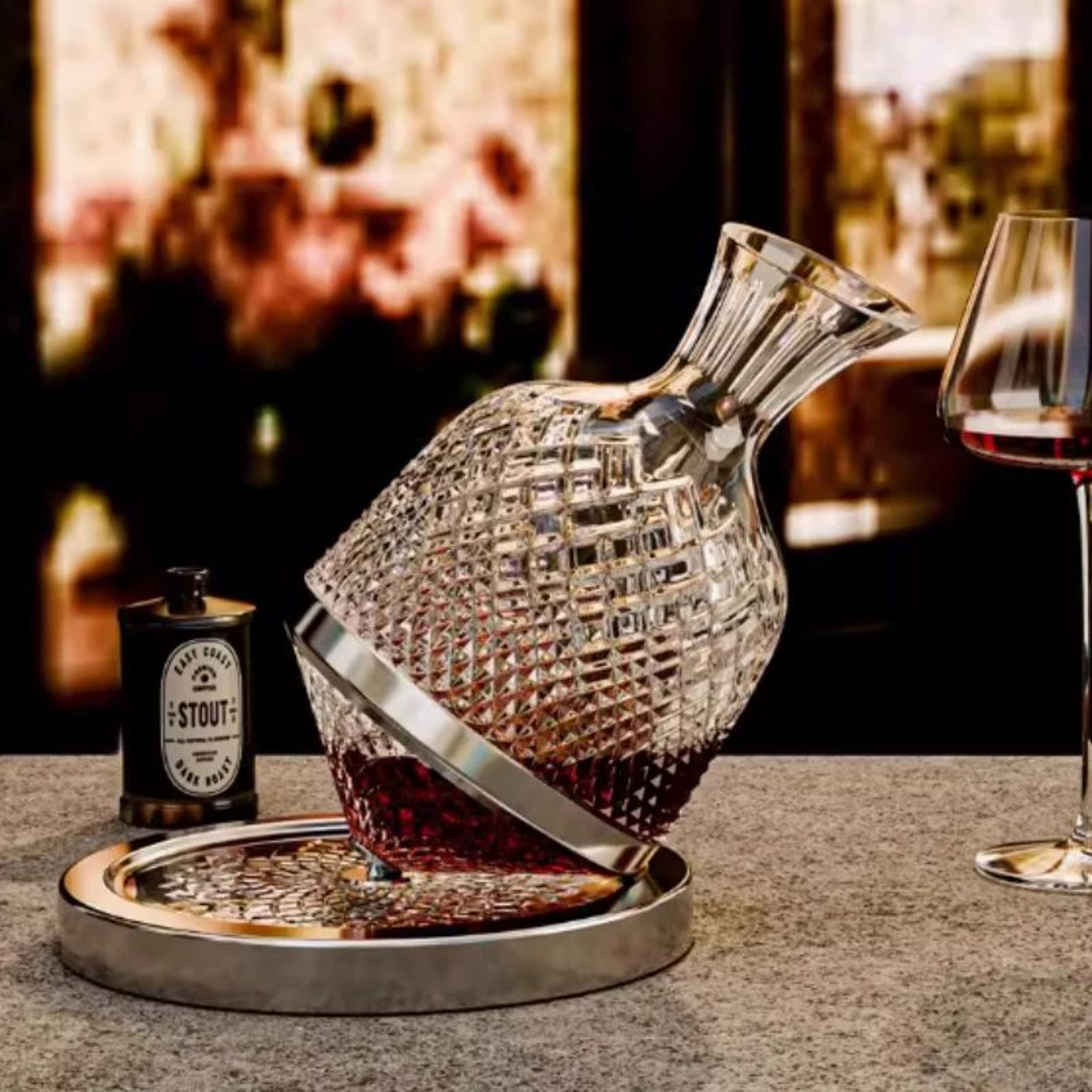 360 Rotating Crystal Glass Wine Decanter 1500 Ml 4