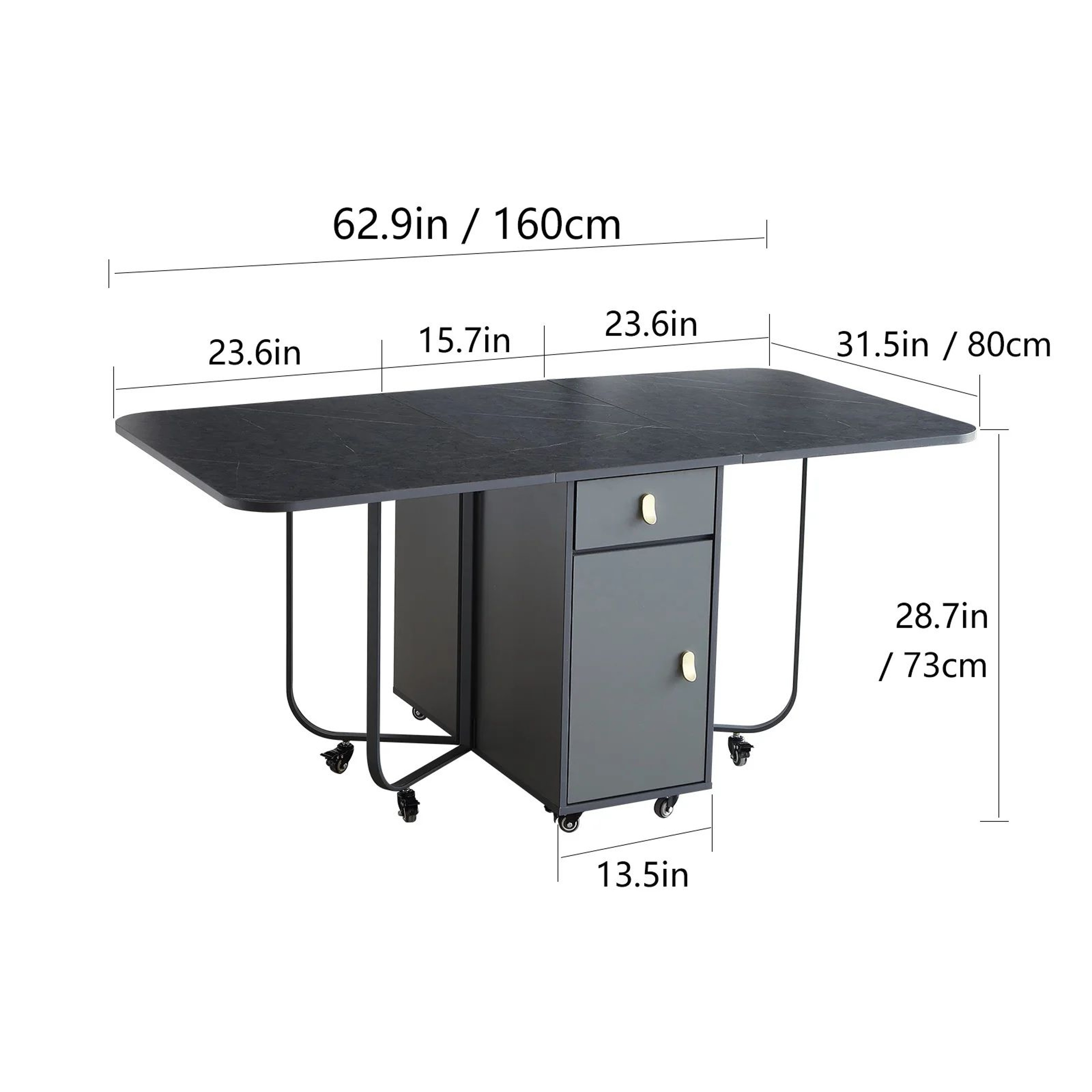 Folding Rectangle Dining Table With Chairs Set 3