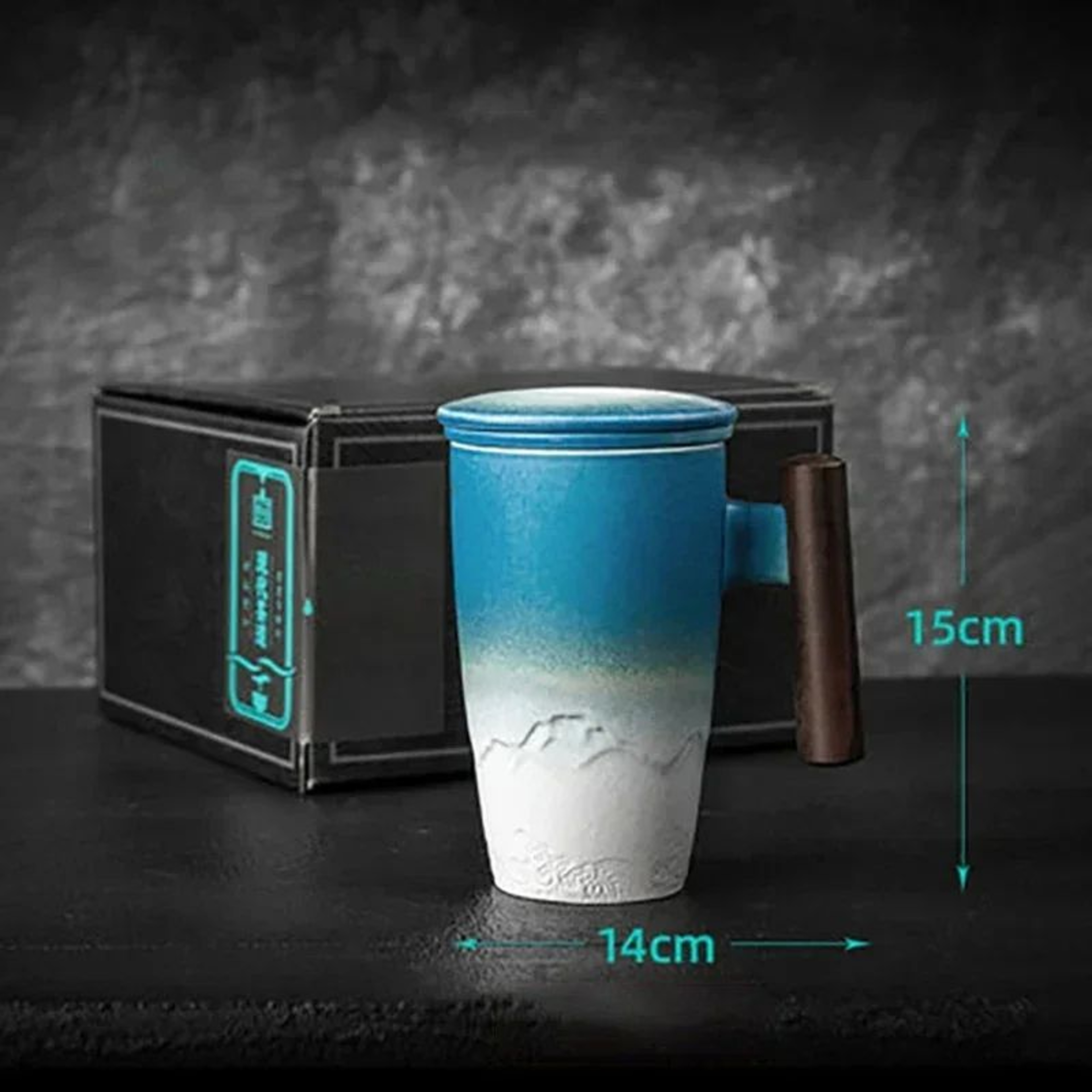 Retro Ceramic Mug With Wooden Handle And Lid 15