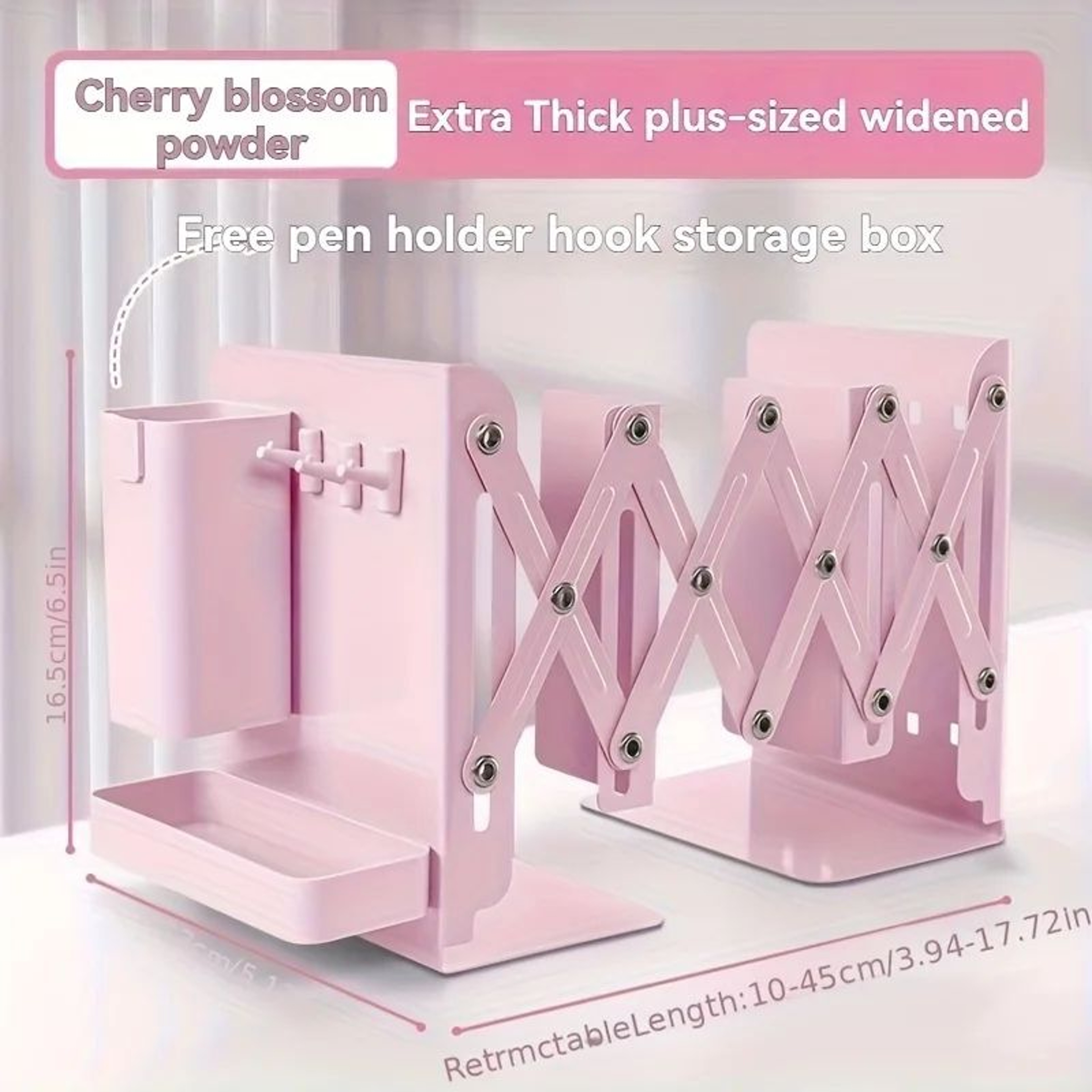 6Piece Retractable Bookends Set With Storage And Pen Holders 7