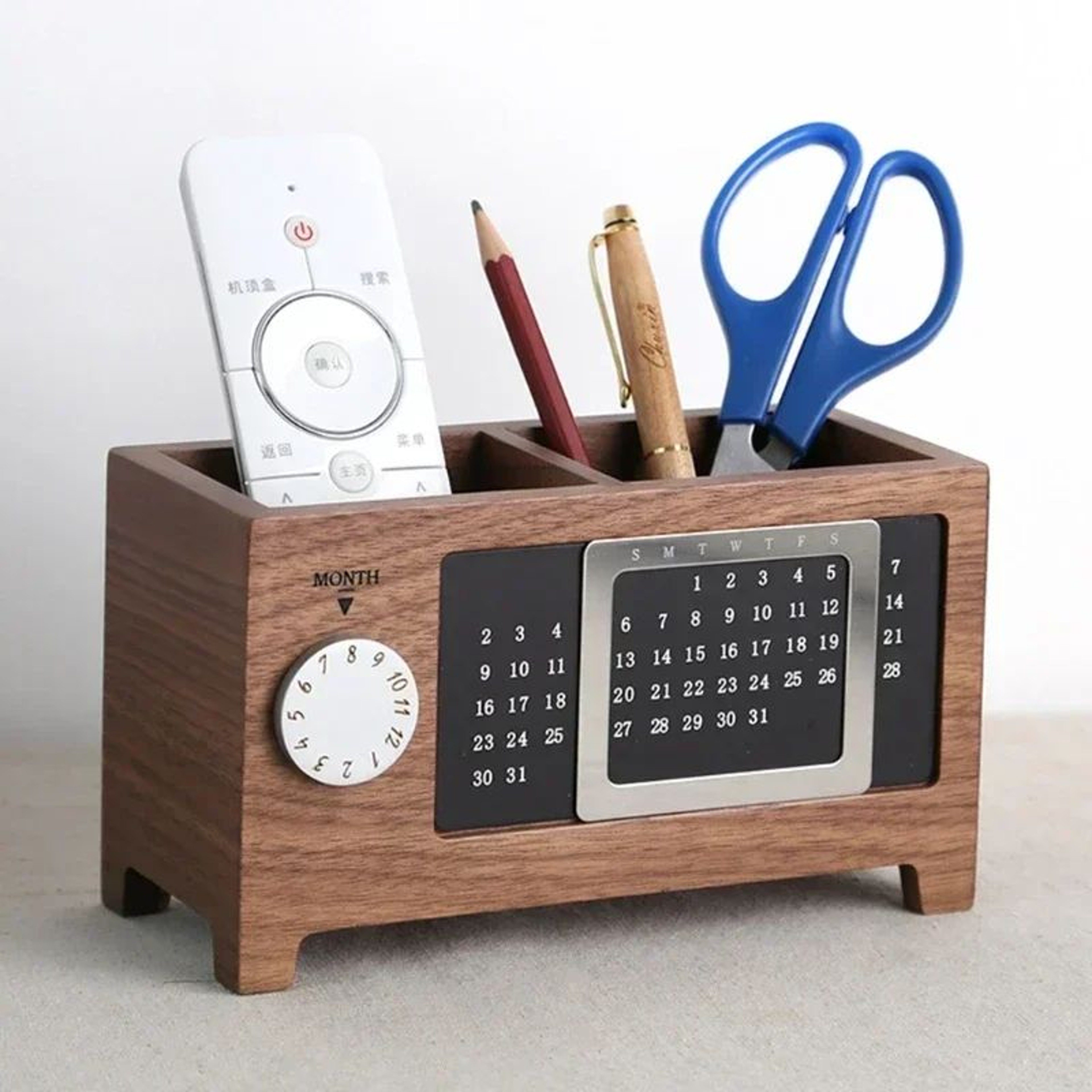 Wooden Multifunctional Desk Organizer With Calendar 5