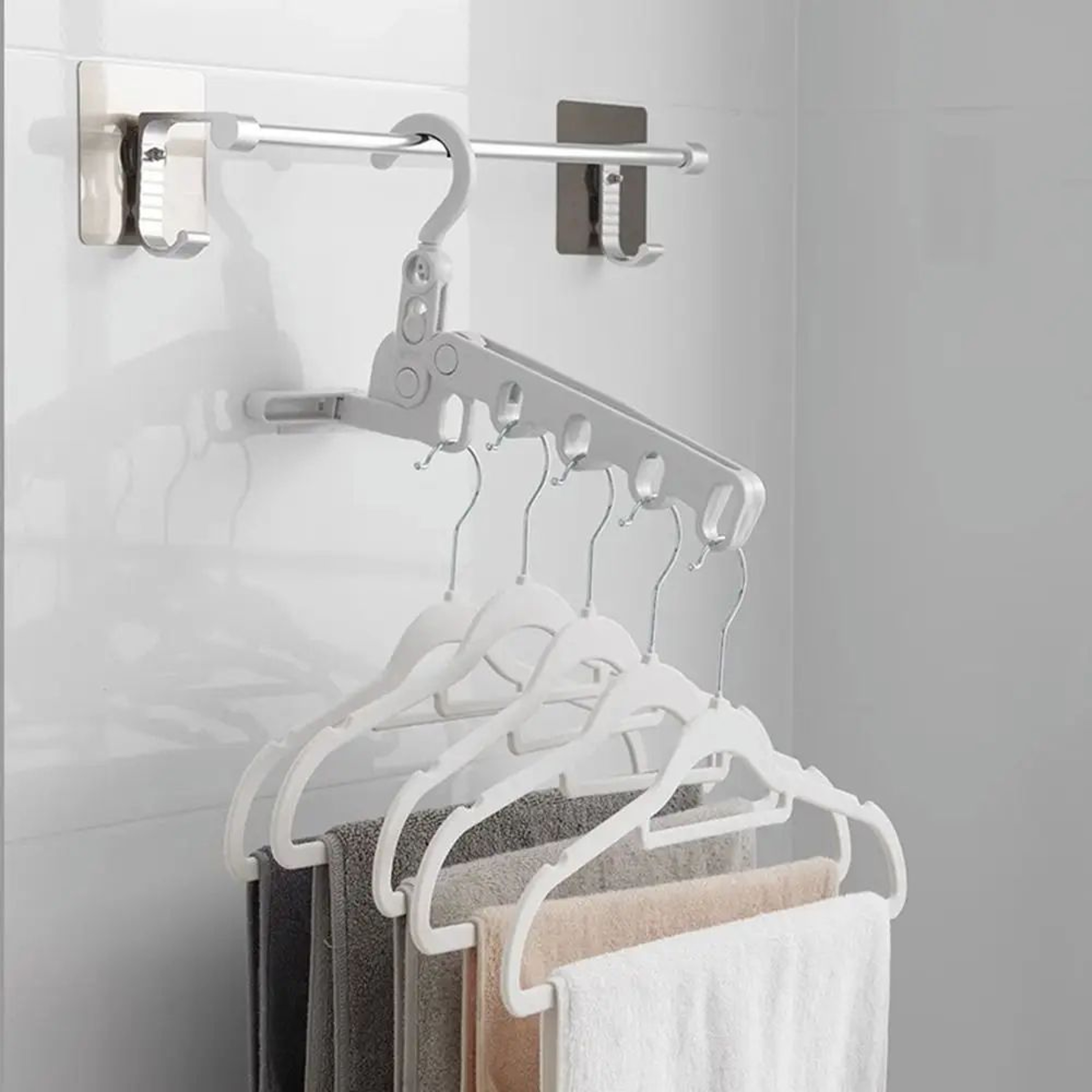 Foldable Travel Clothes Drying Rack With Adjustable Hooks 10