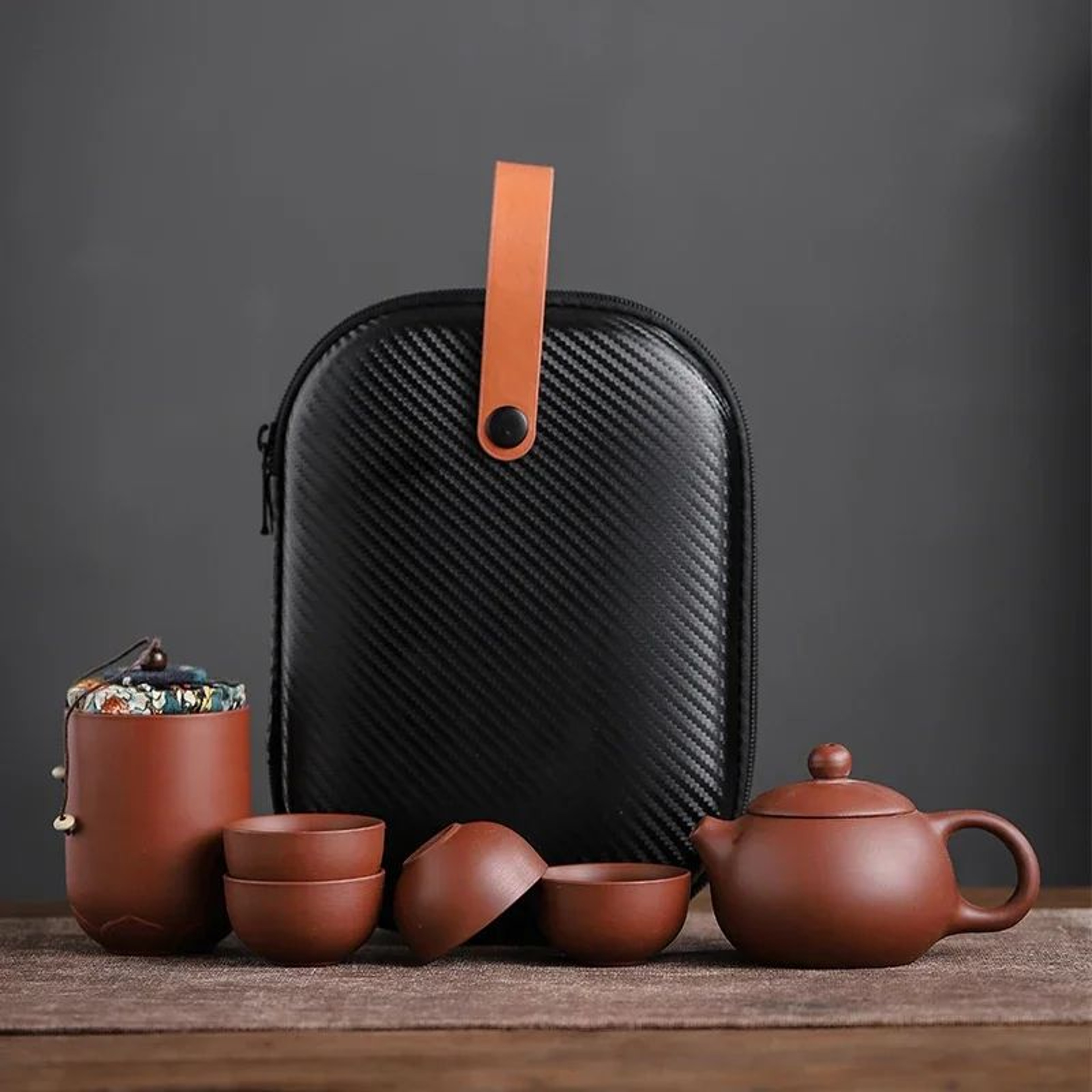 Portable Purple Sand Gaiwan Tea Set For Travel 10