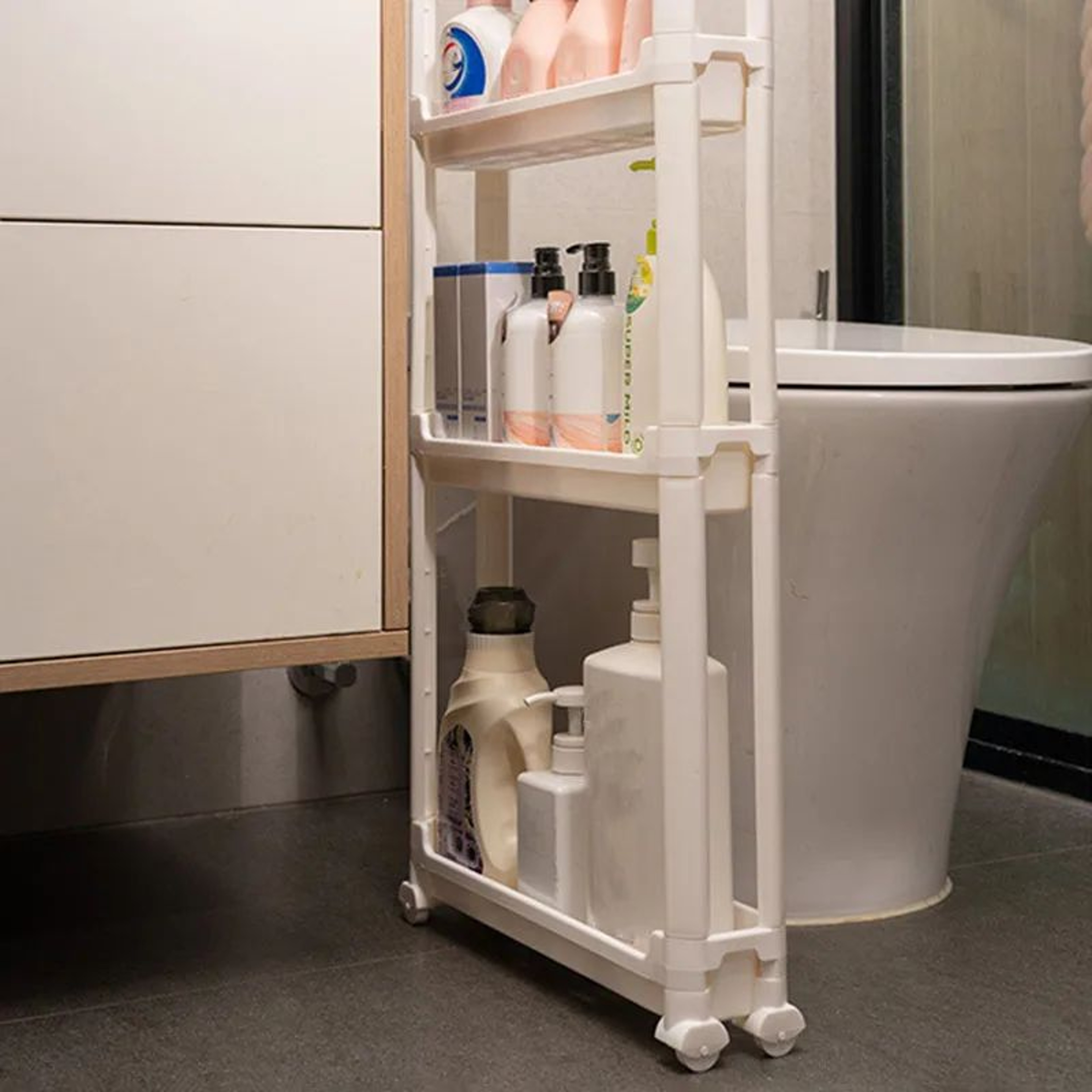 Behind Door Narrow Storage Cabinet Trolley Rack 2