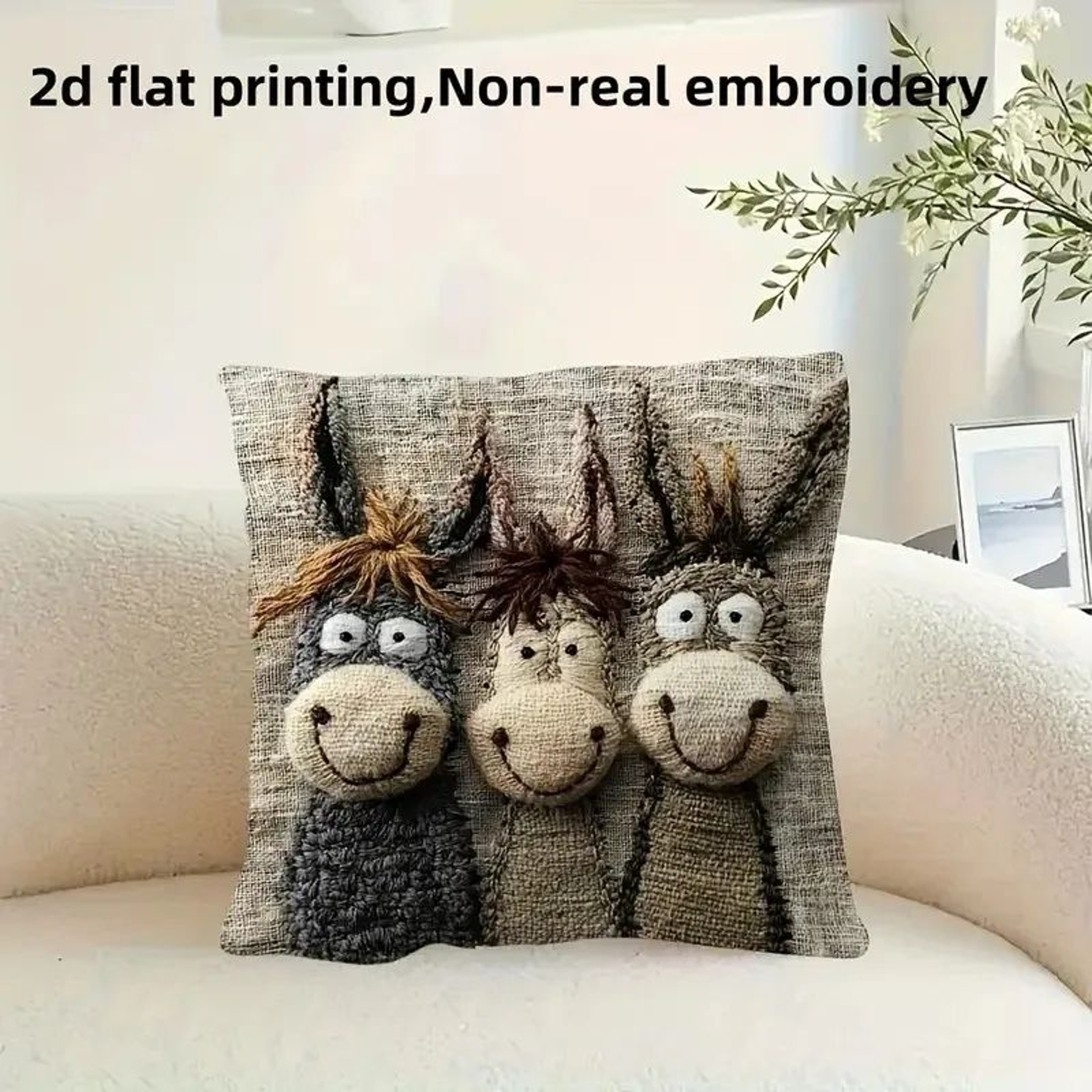 45cm Plush Smiling Donkey Cushion Cover 3