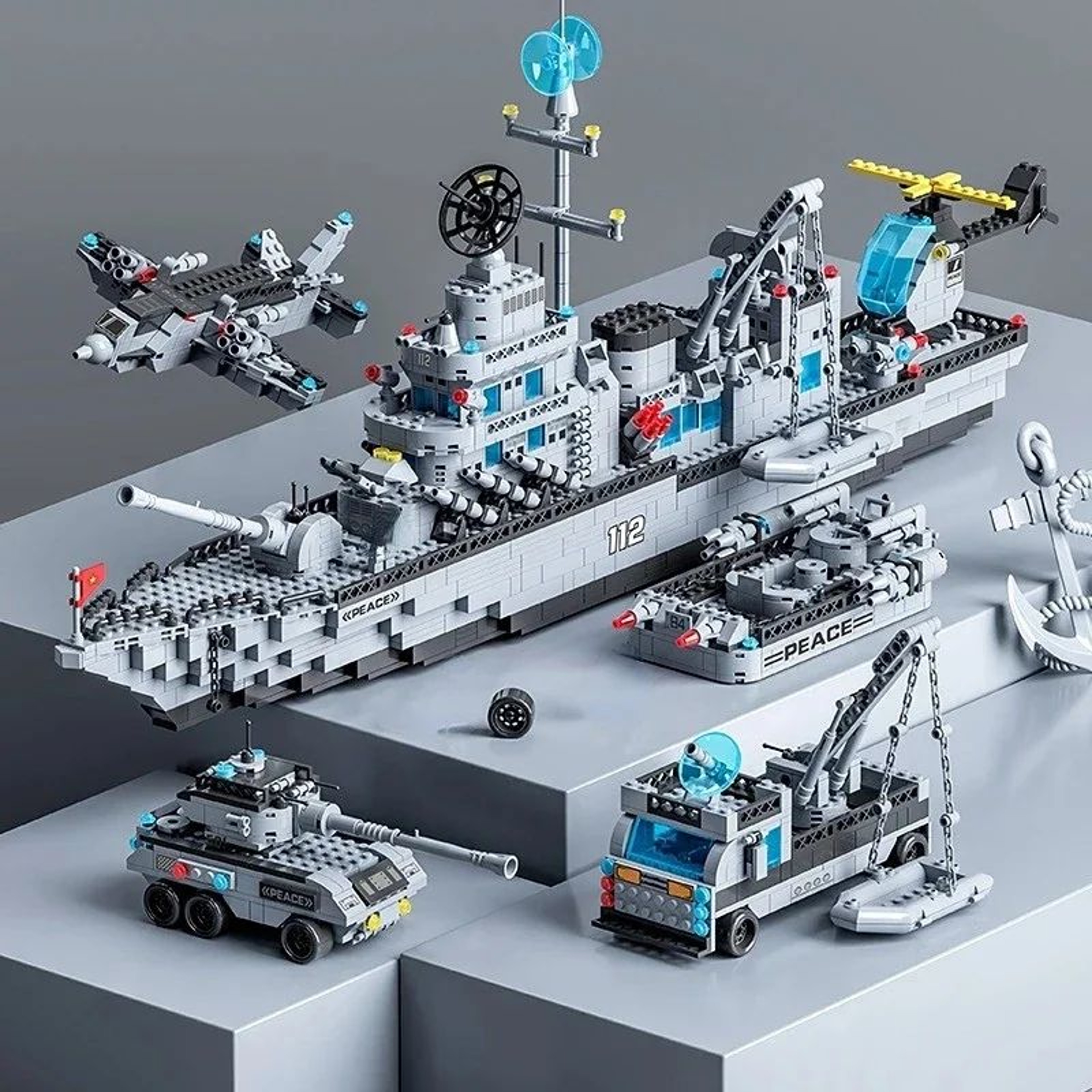 1560pcs 6 In 1 Military Navy Ship Building Block Set 1