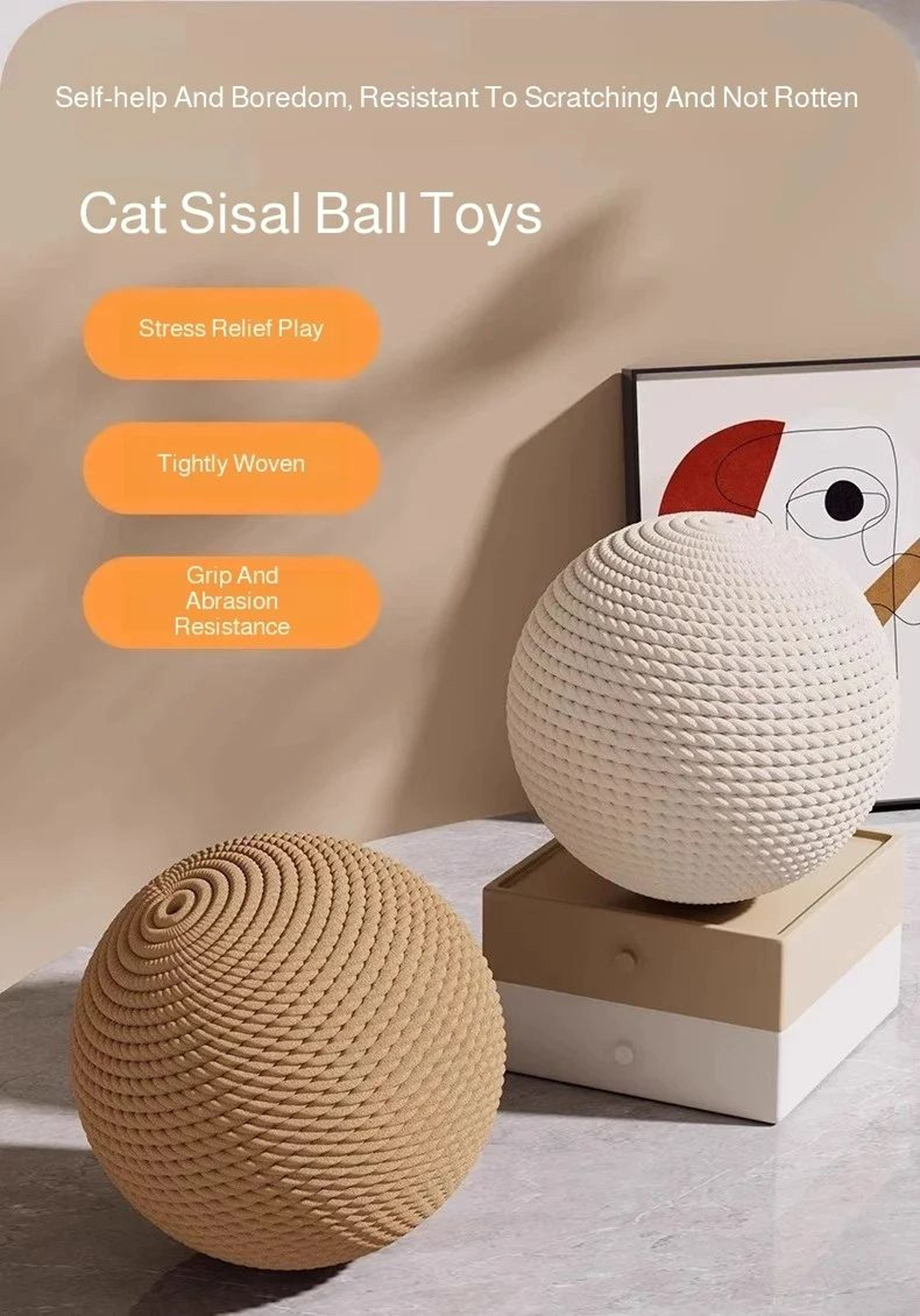 Interactive Sisal Cat Scratching Ball Toy 8 To 10cm 8