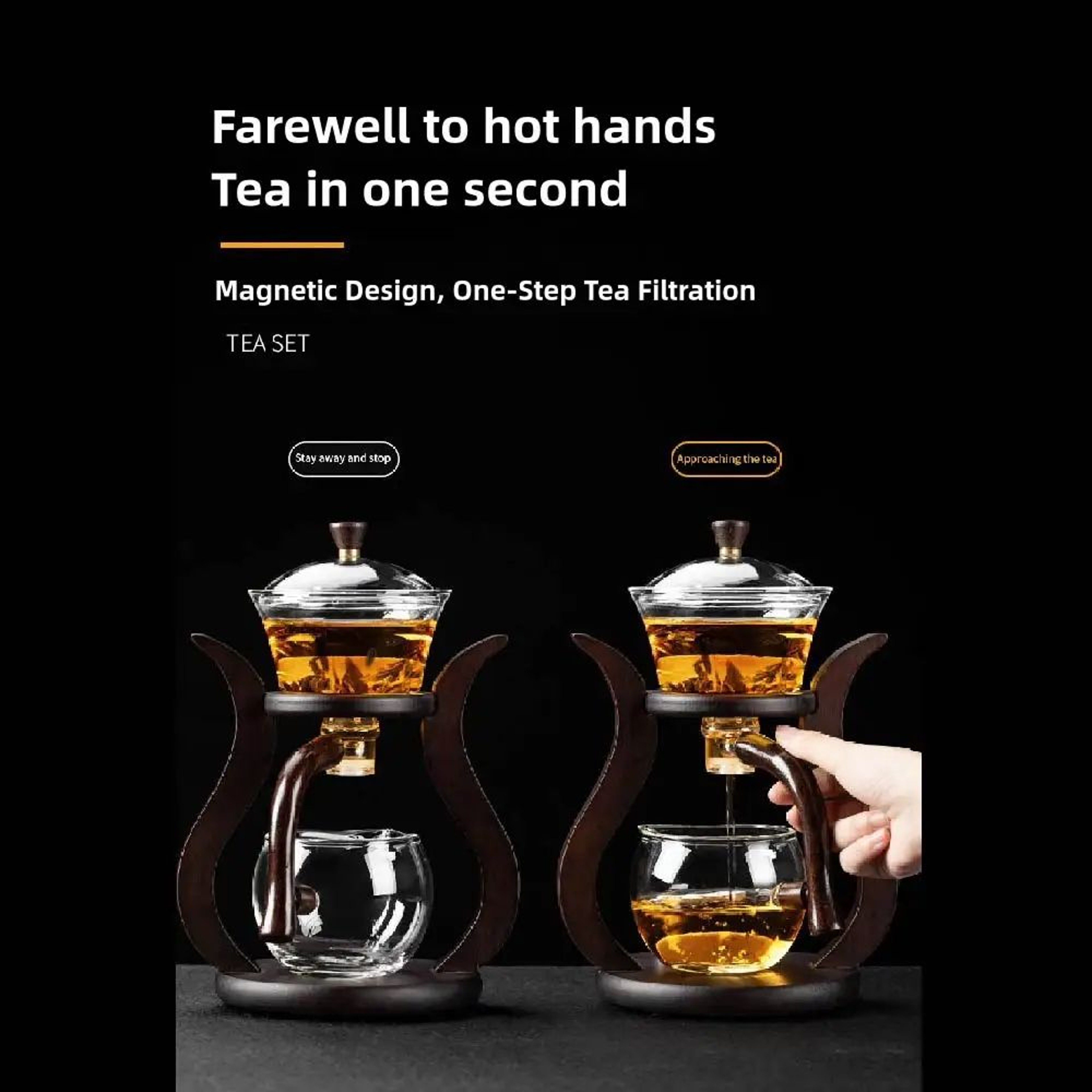 Magnetic Flow Lazy Kung Fu Glass Teapot Set 8