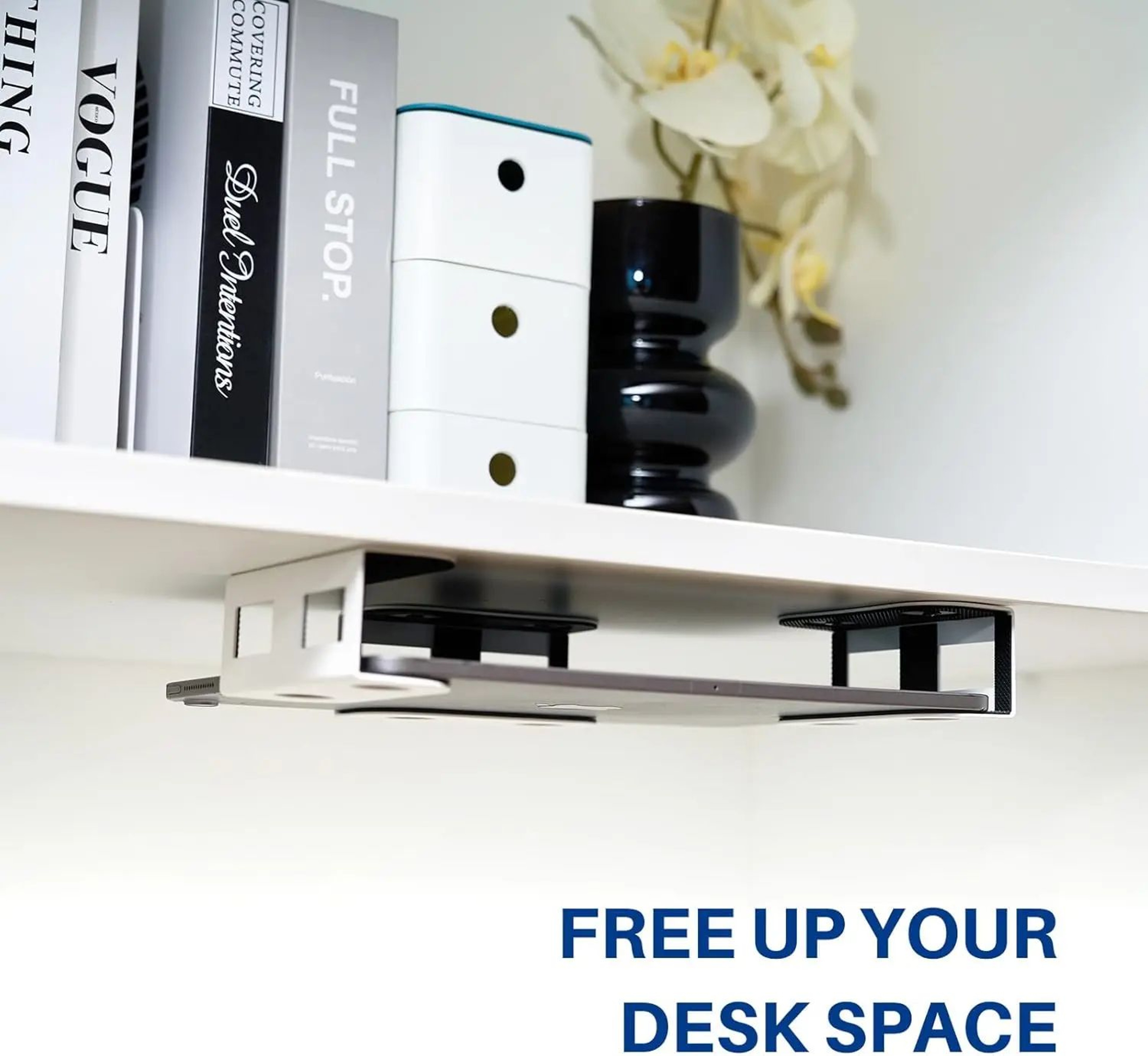Under Desk Laptop Storage Mount With AntiScratch Silicone 1