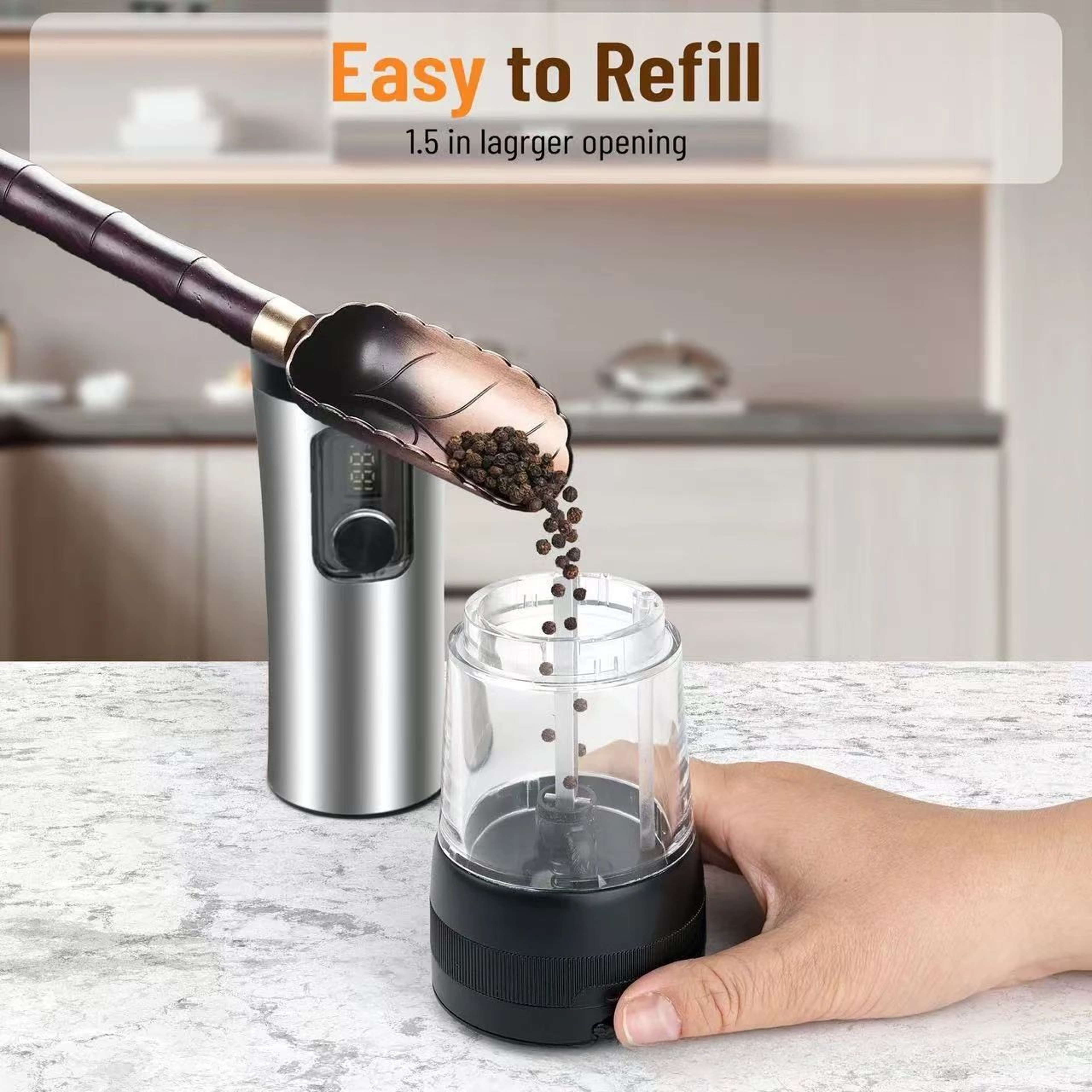 Rechargeable Electric Salt And Pepper Grinder Set With LED Indicator 3