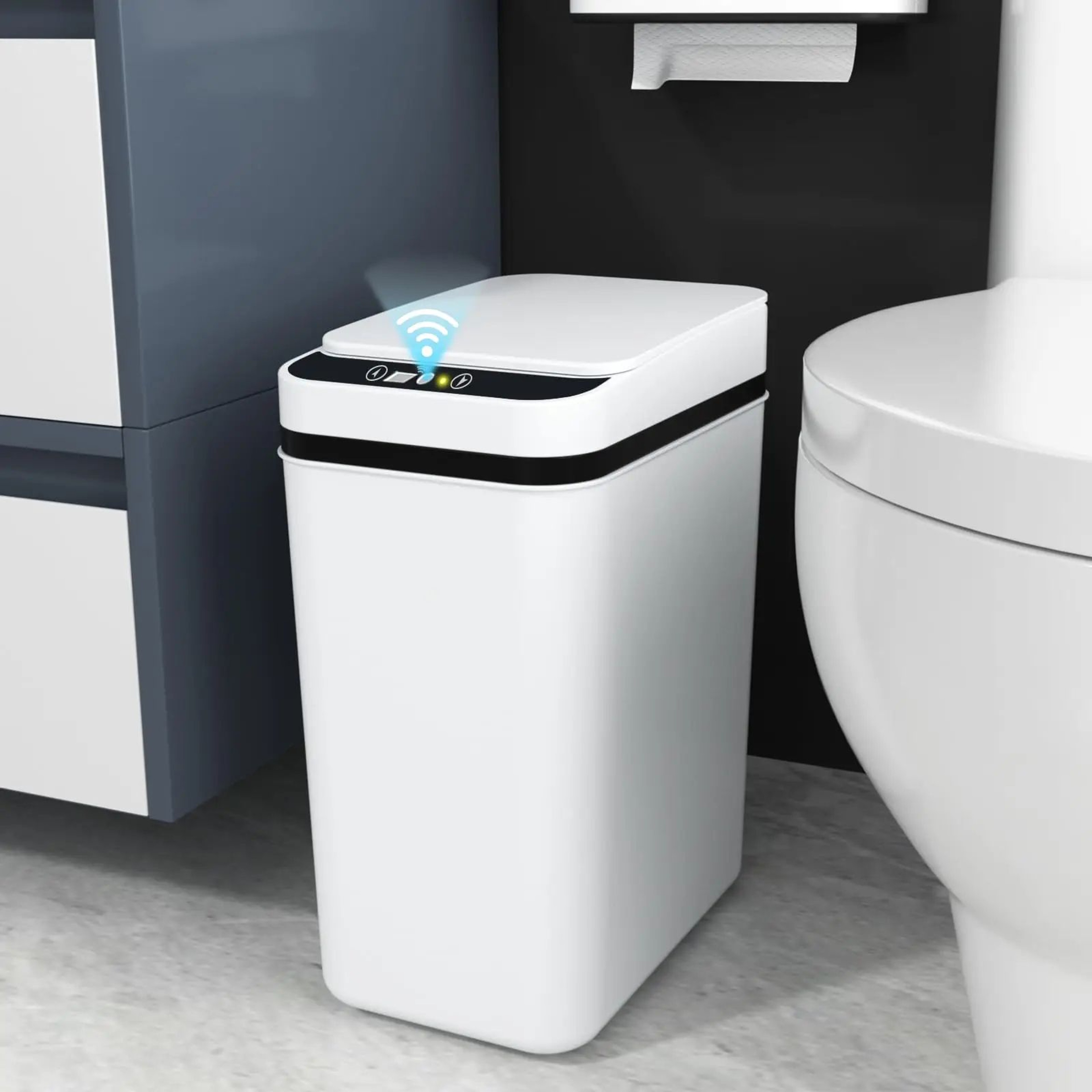 Touchless Motion Sensor Bathroom Trash Can With Lid 9