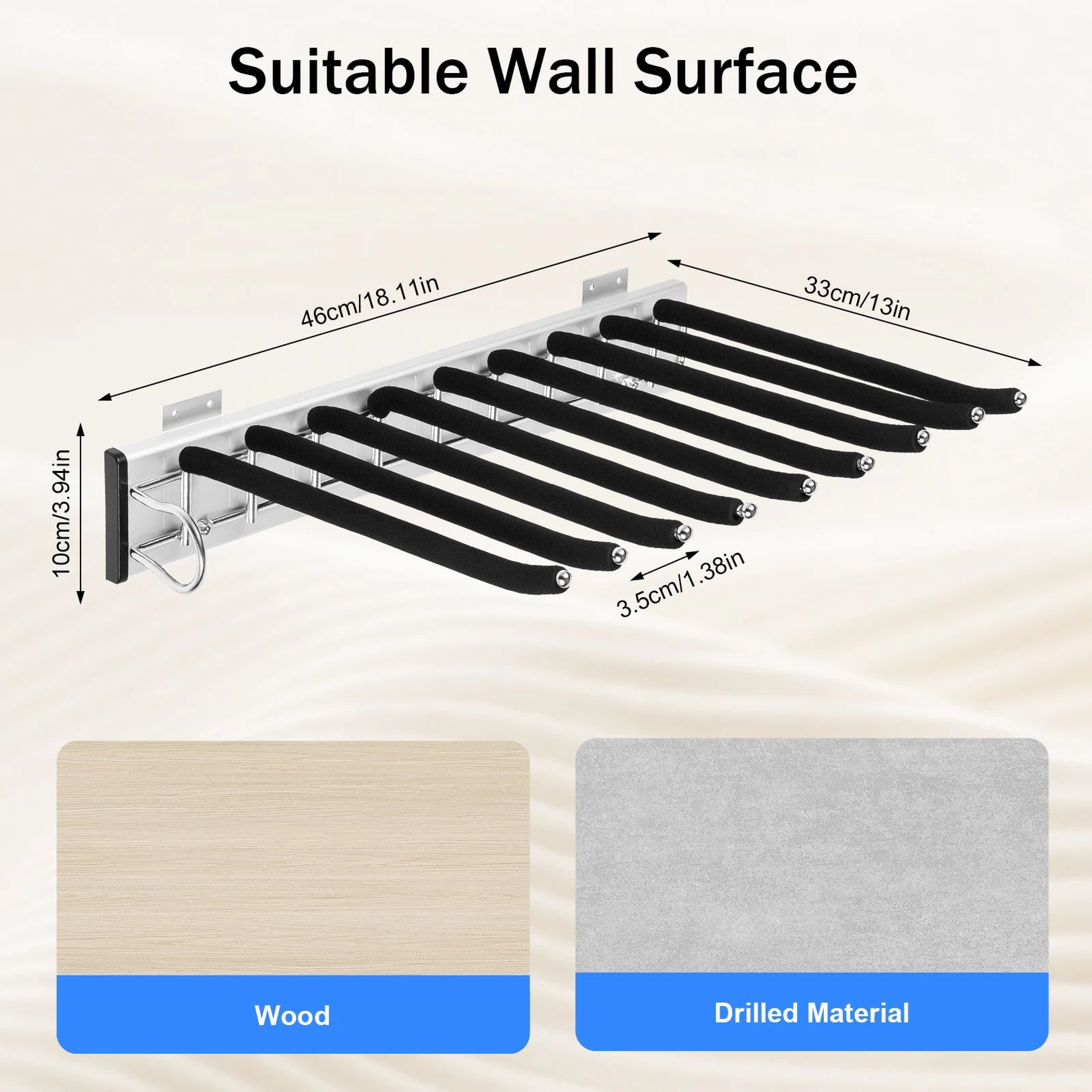 PullOut 9Arm Wardrobe Trousers Rack Closet Organizer 6