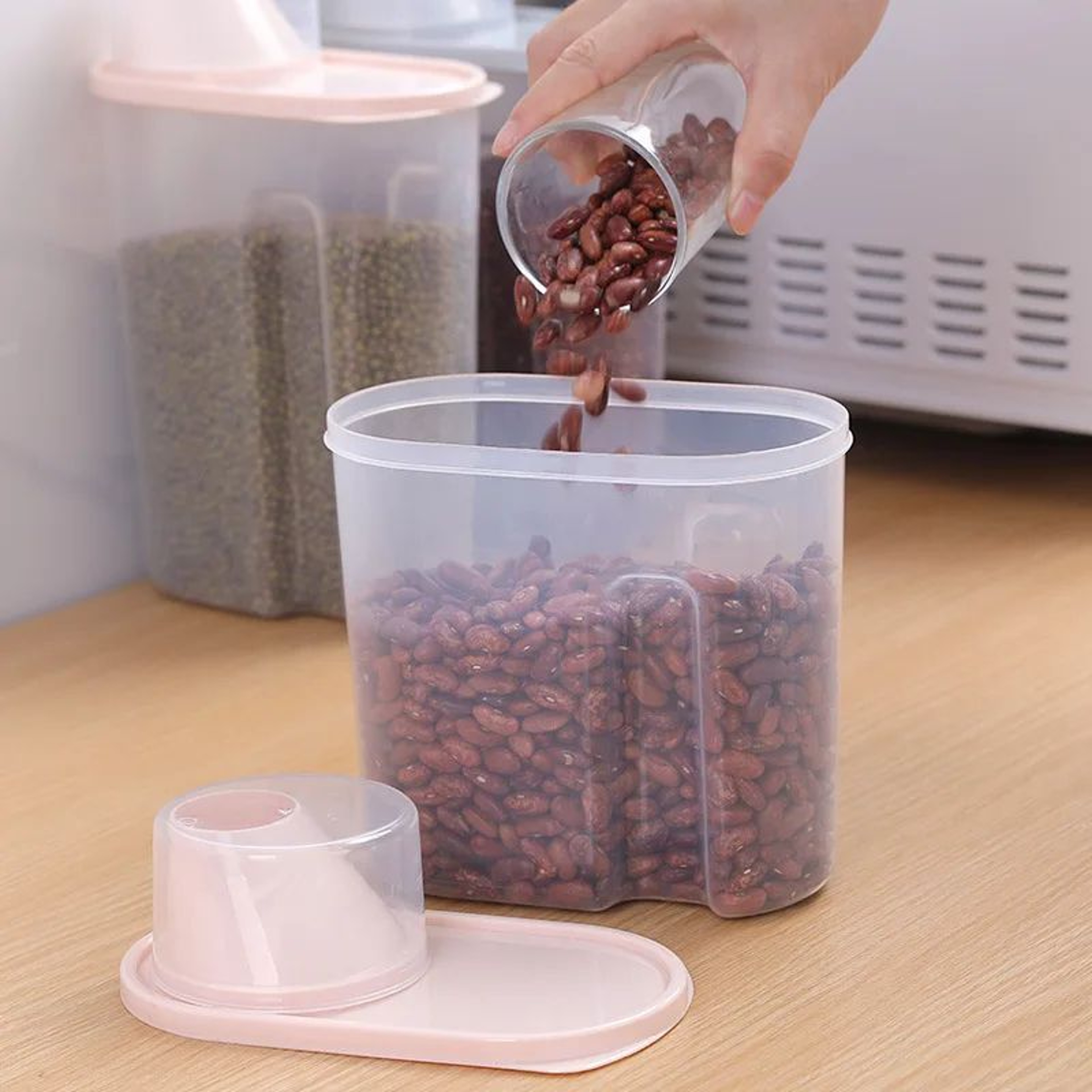 Household Kitchen Grain And Food Storage Box With Measuring Cup 5