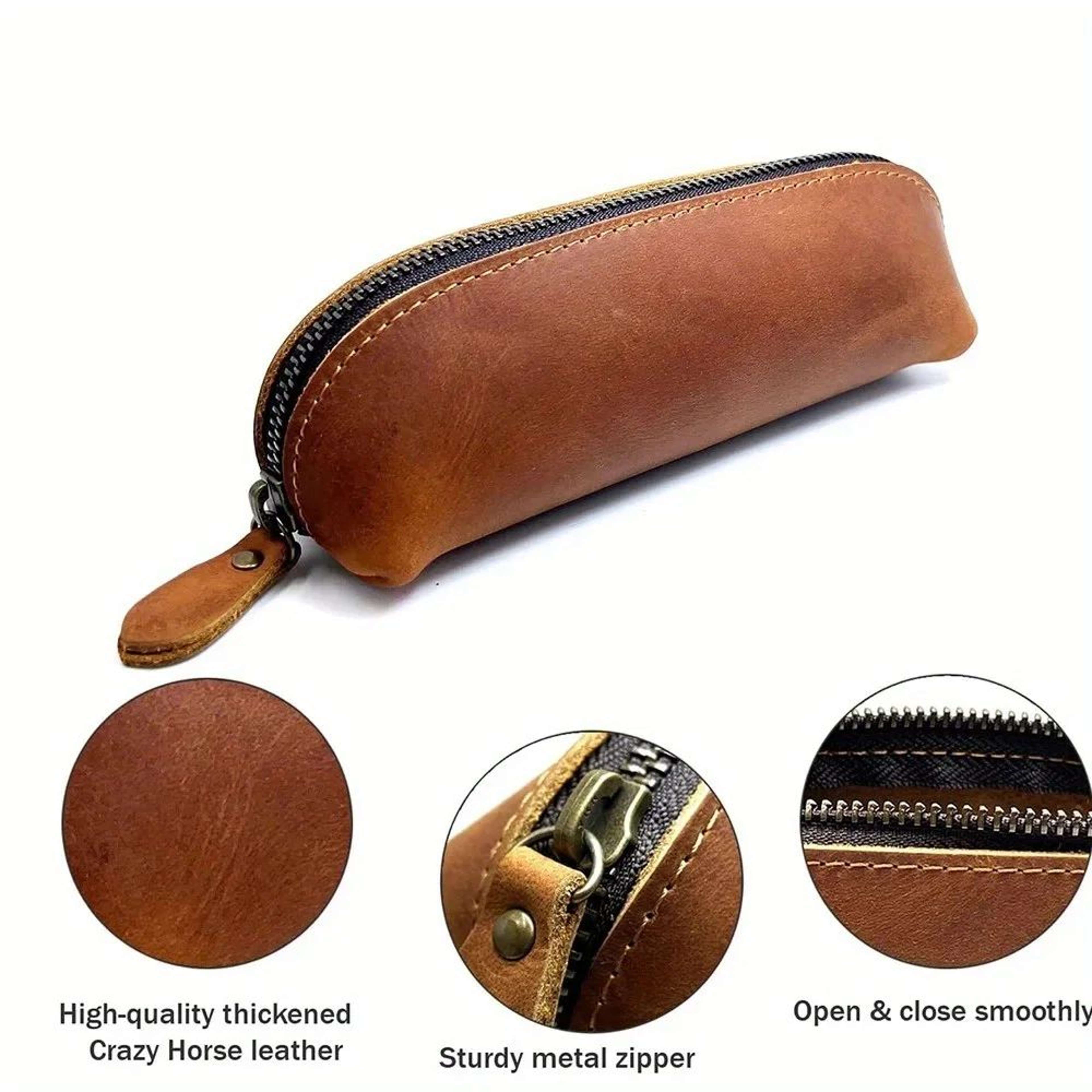 Vintage Leather Pencil And Pen Storage Pouch 2