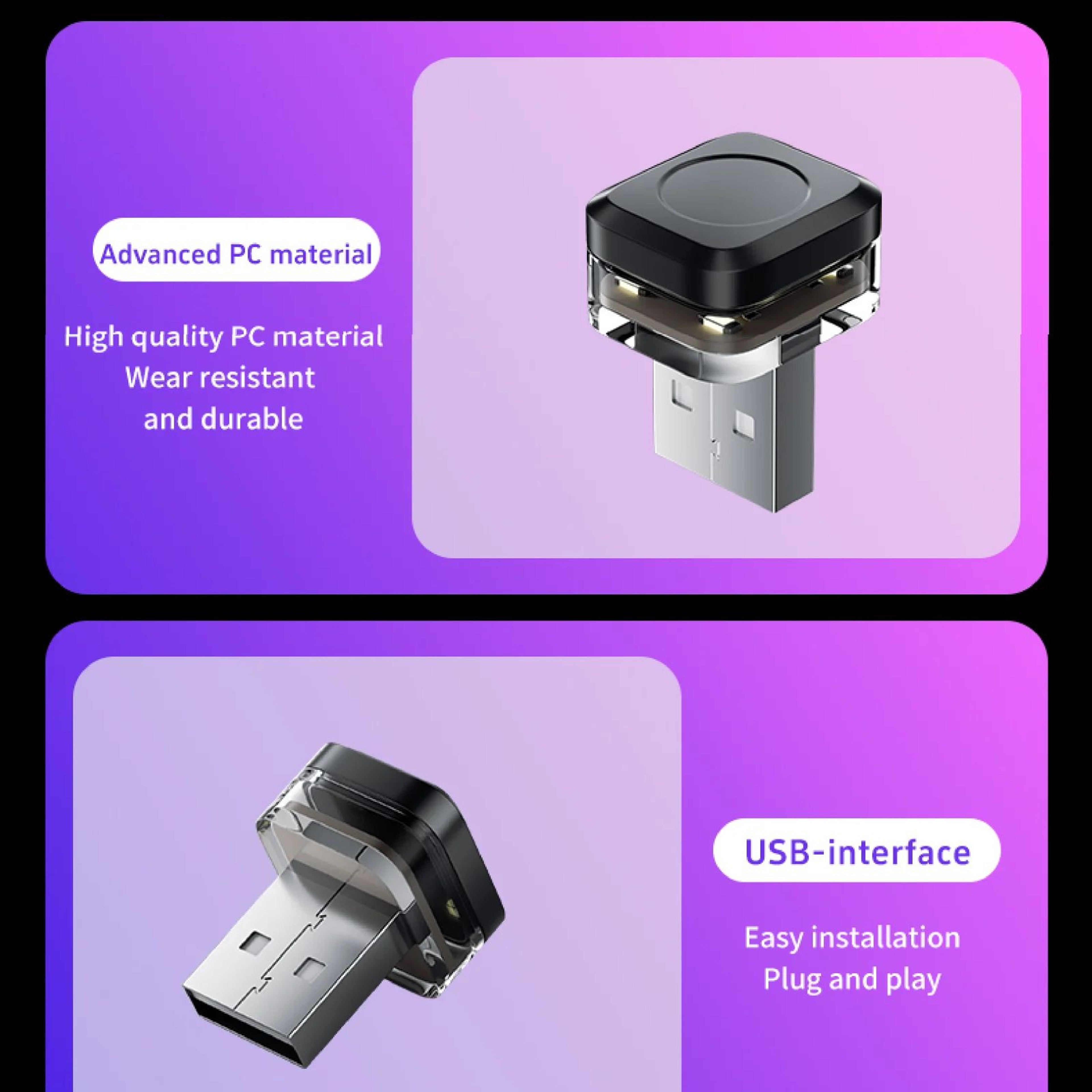 Car USB LED Interior Mood Light Plug And Play 4