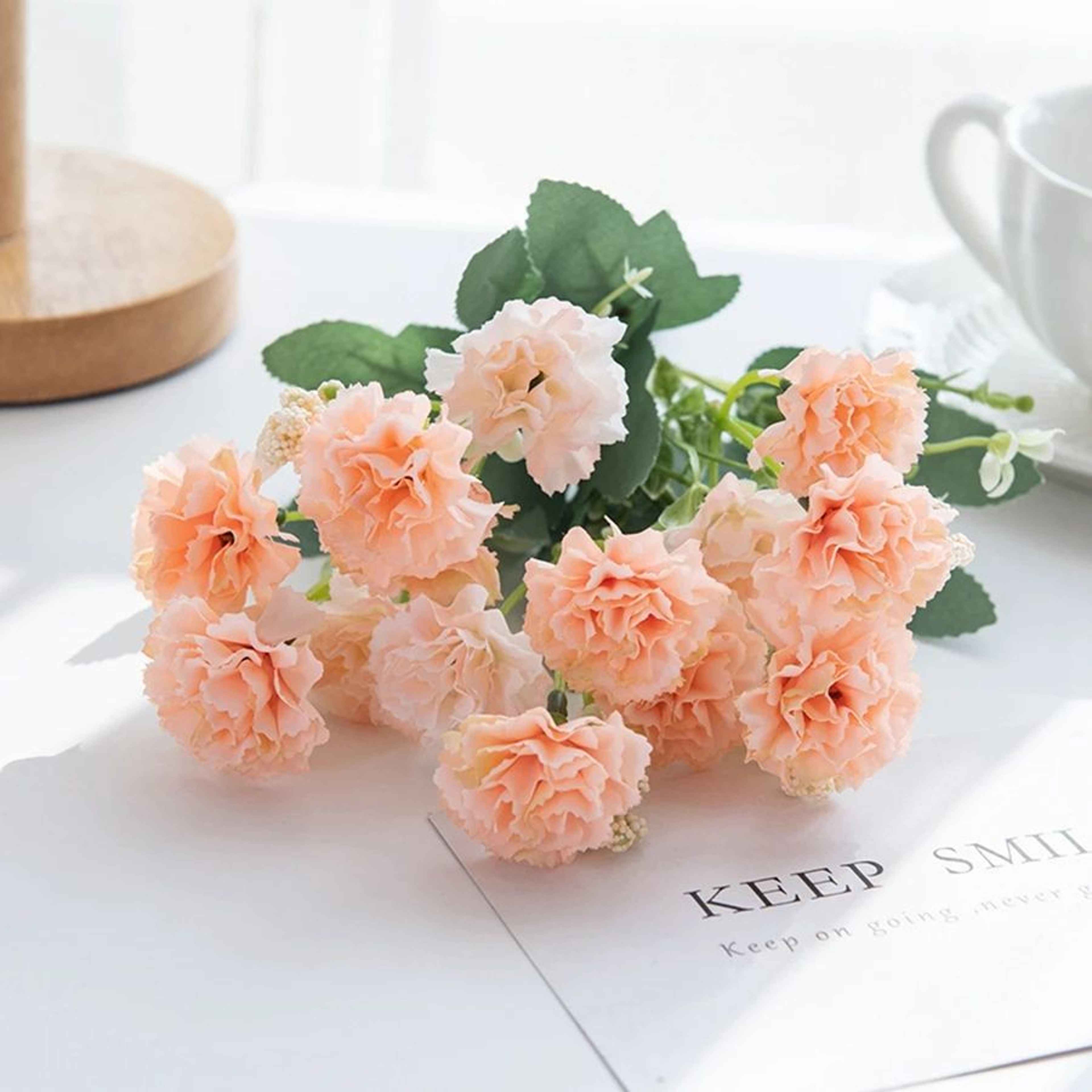 5 Forks 15 Heads Small Artificial Carnation Flowers For Decor 13