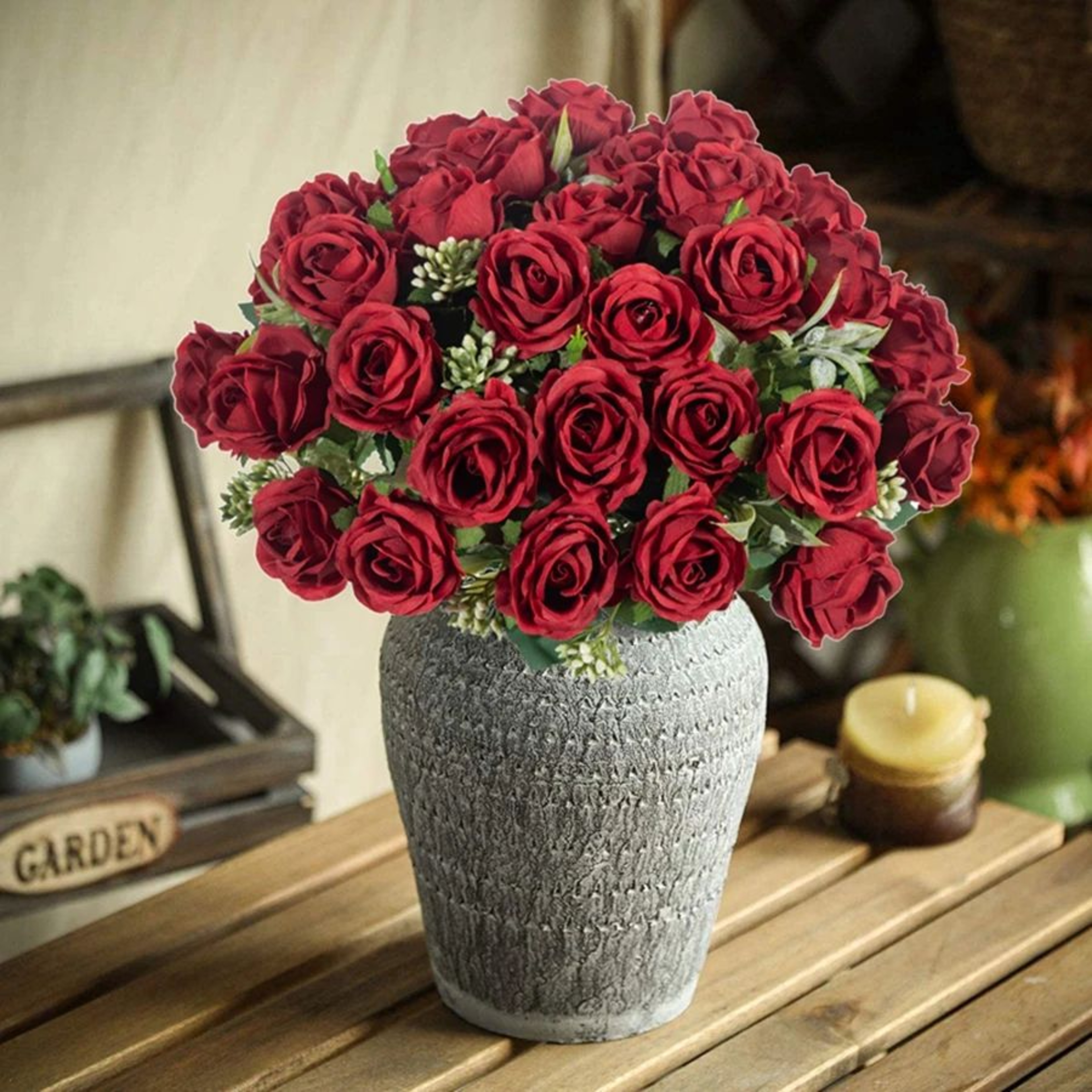 Artificial Silk White Rose Bundle 10 Heads For Wedding And Home Decor 2