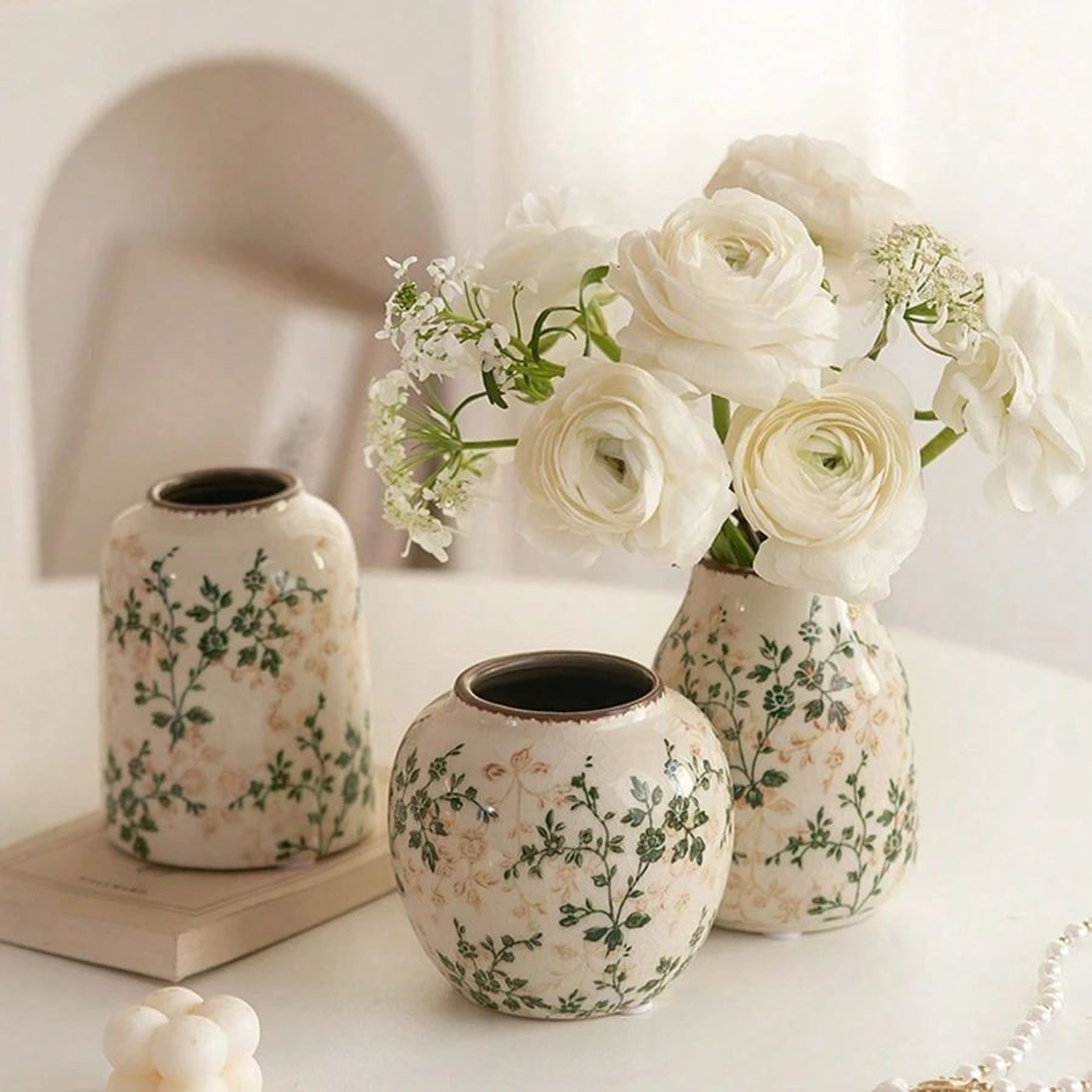 Ice Crackle Ceramic Vase Handmade Bohemian Decor 0