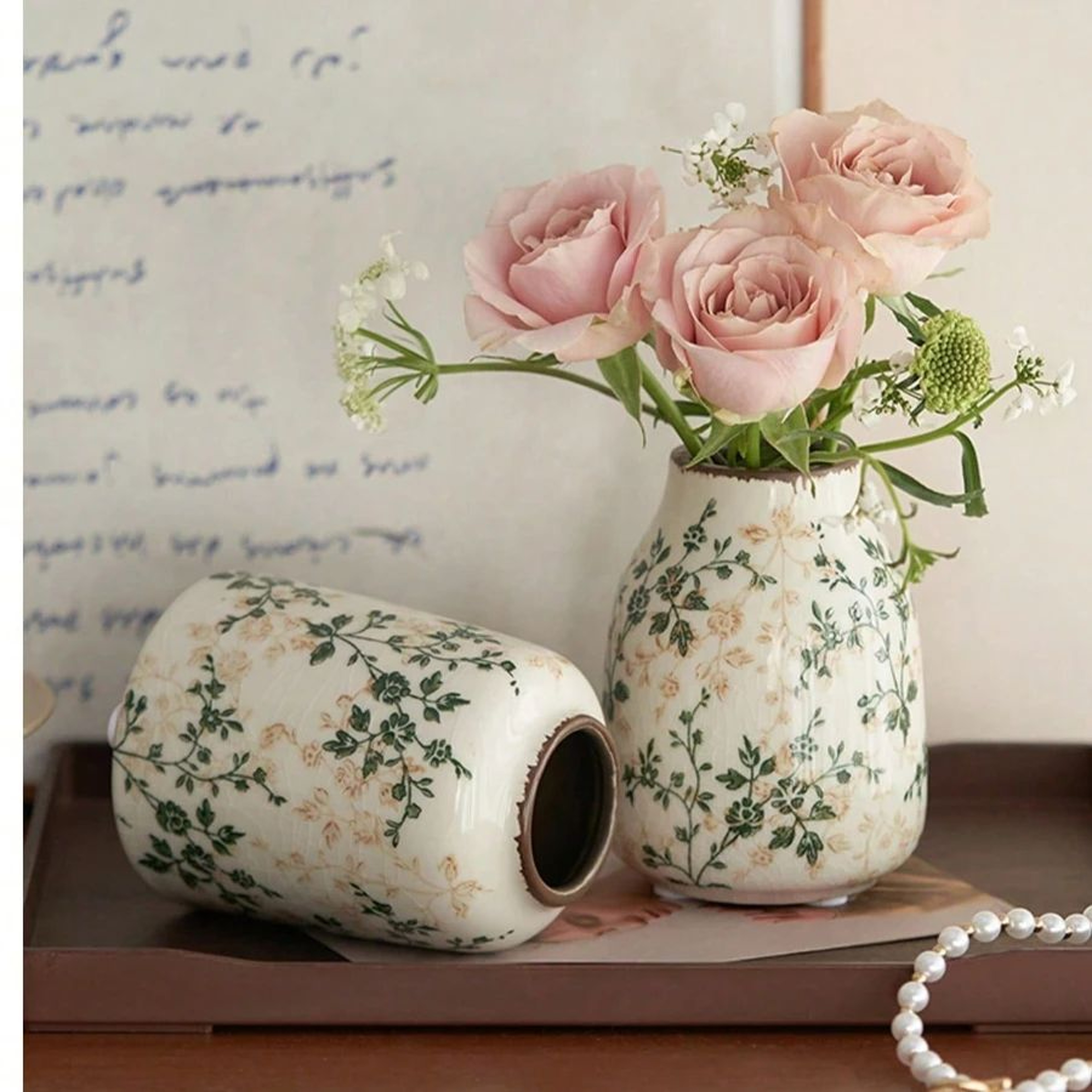 Ice Crackle Ceramic Vase Handmade Bohemian Decor 3