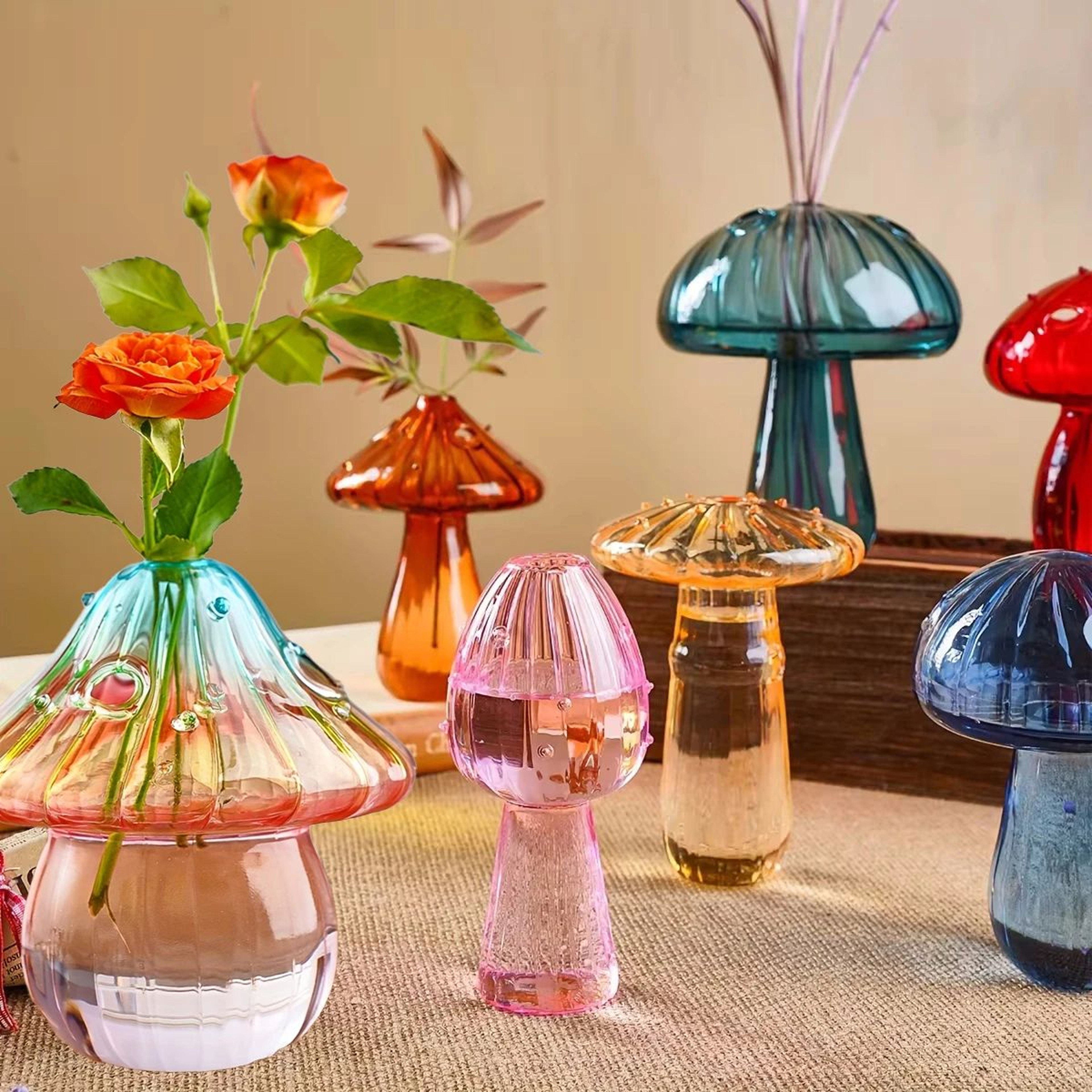 Colorful Mushroom Glass Vase Nordic Style Home Decor 0
