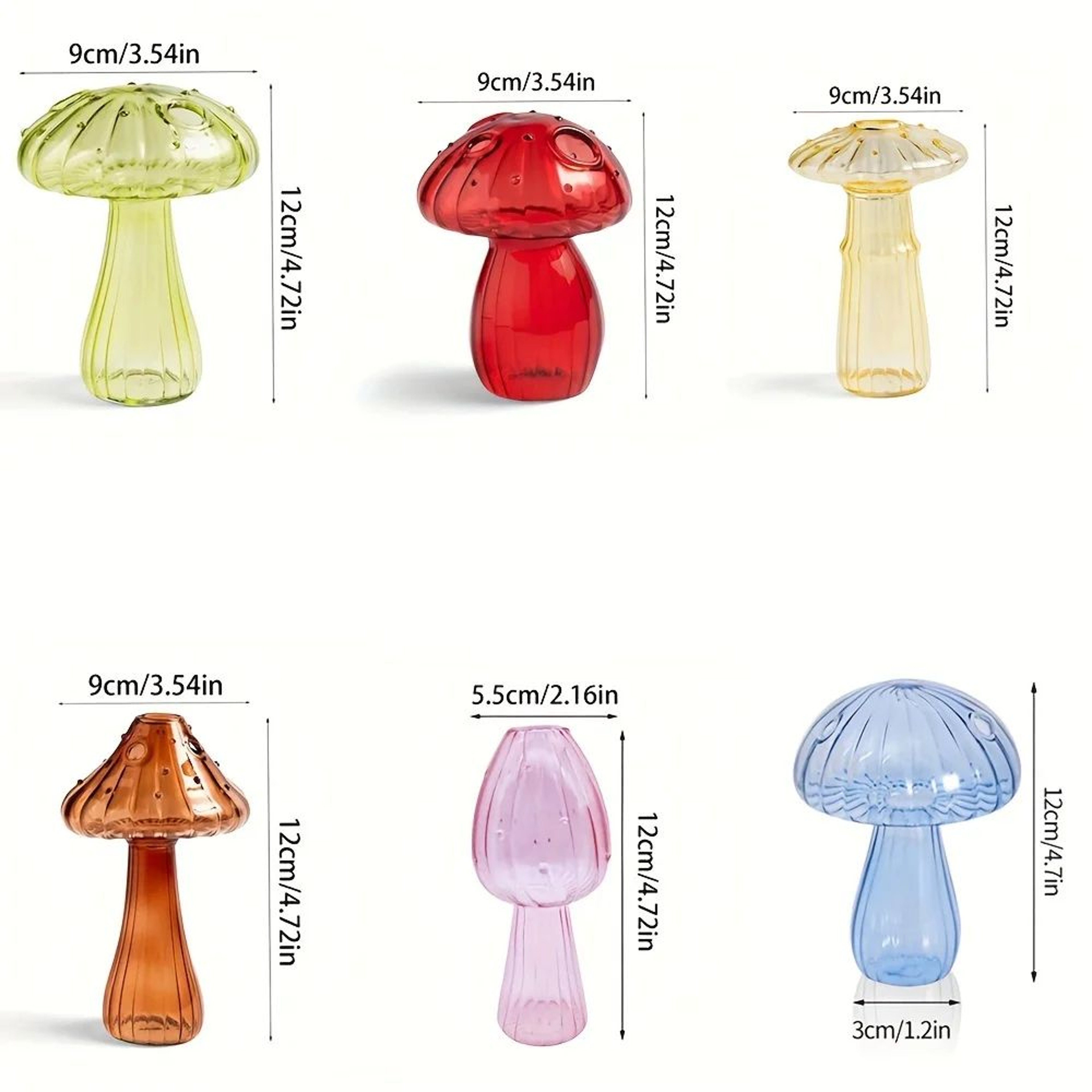 Colorful Mushroom Glass Vase Nordic Style Home Decor 6