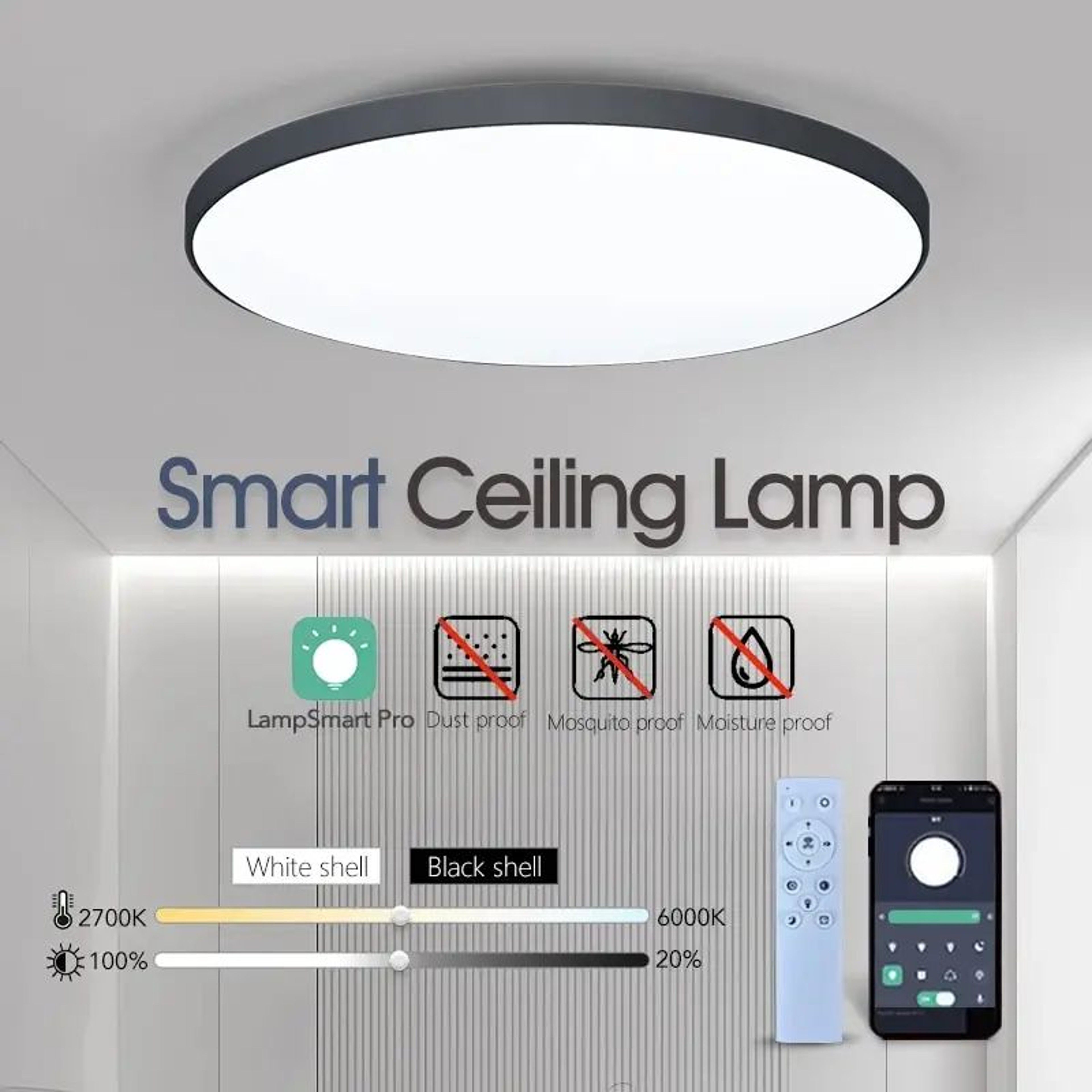 Smart LED Ceiling Lamp 36W50W With App Remote Control 0