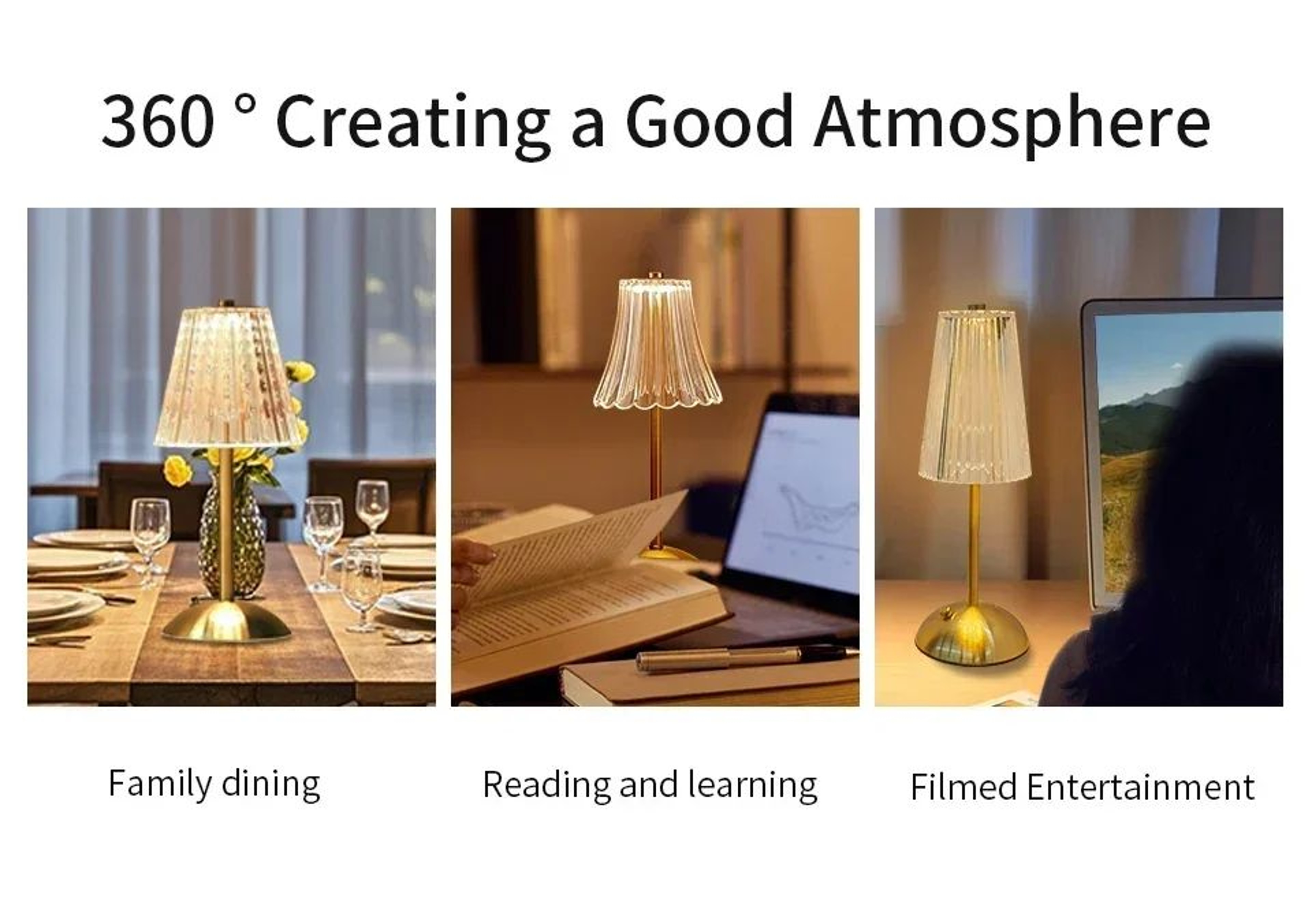 Crystal LED Rechargeable Touch Table Lamp 6