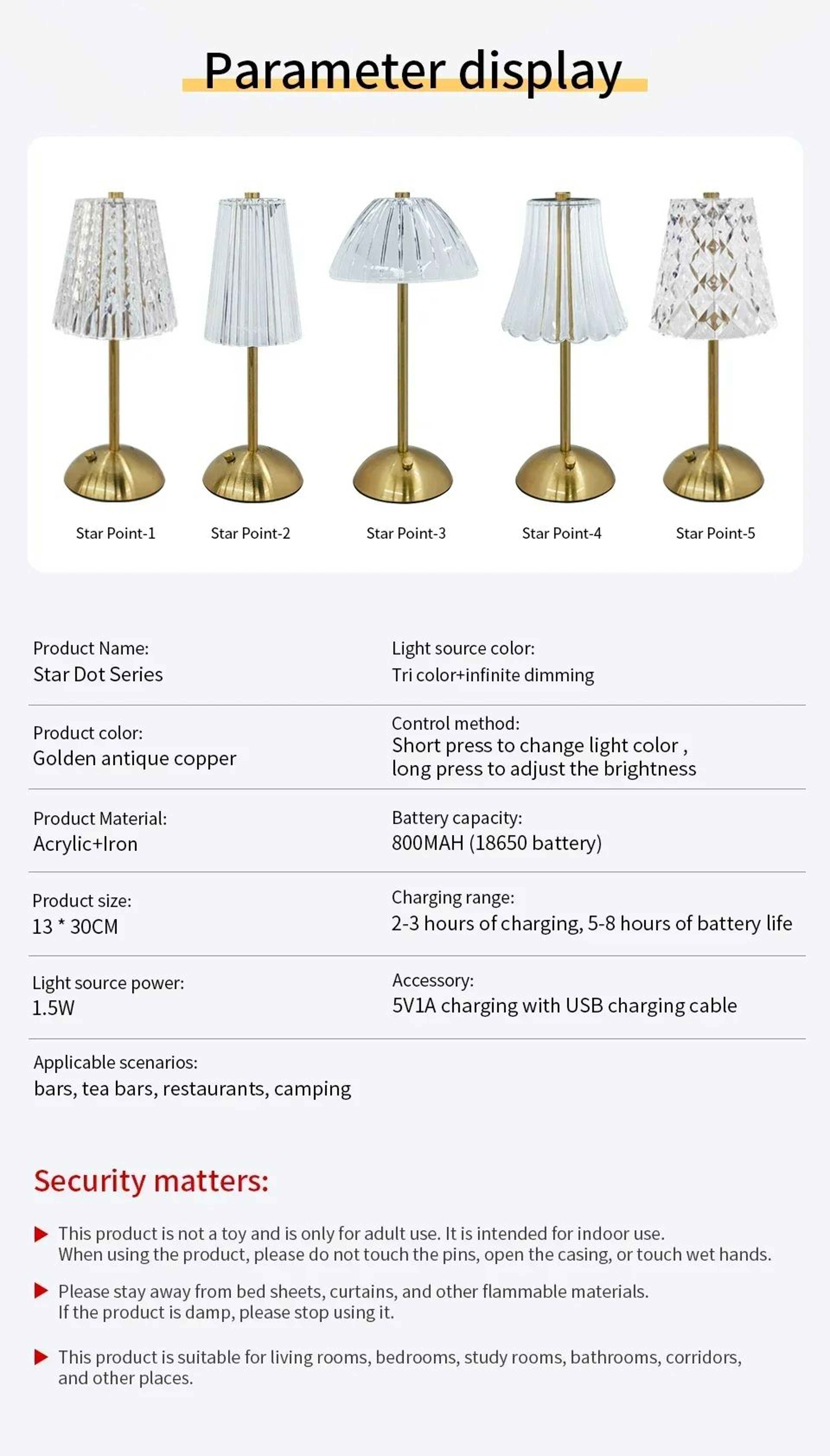 Crystal LED Rechargeable Touch Table Lamp 10