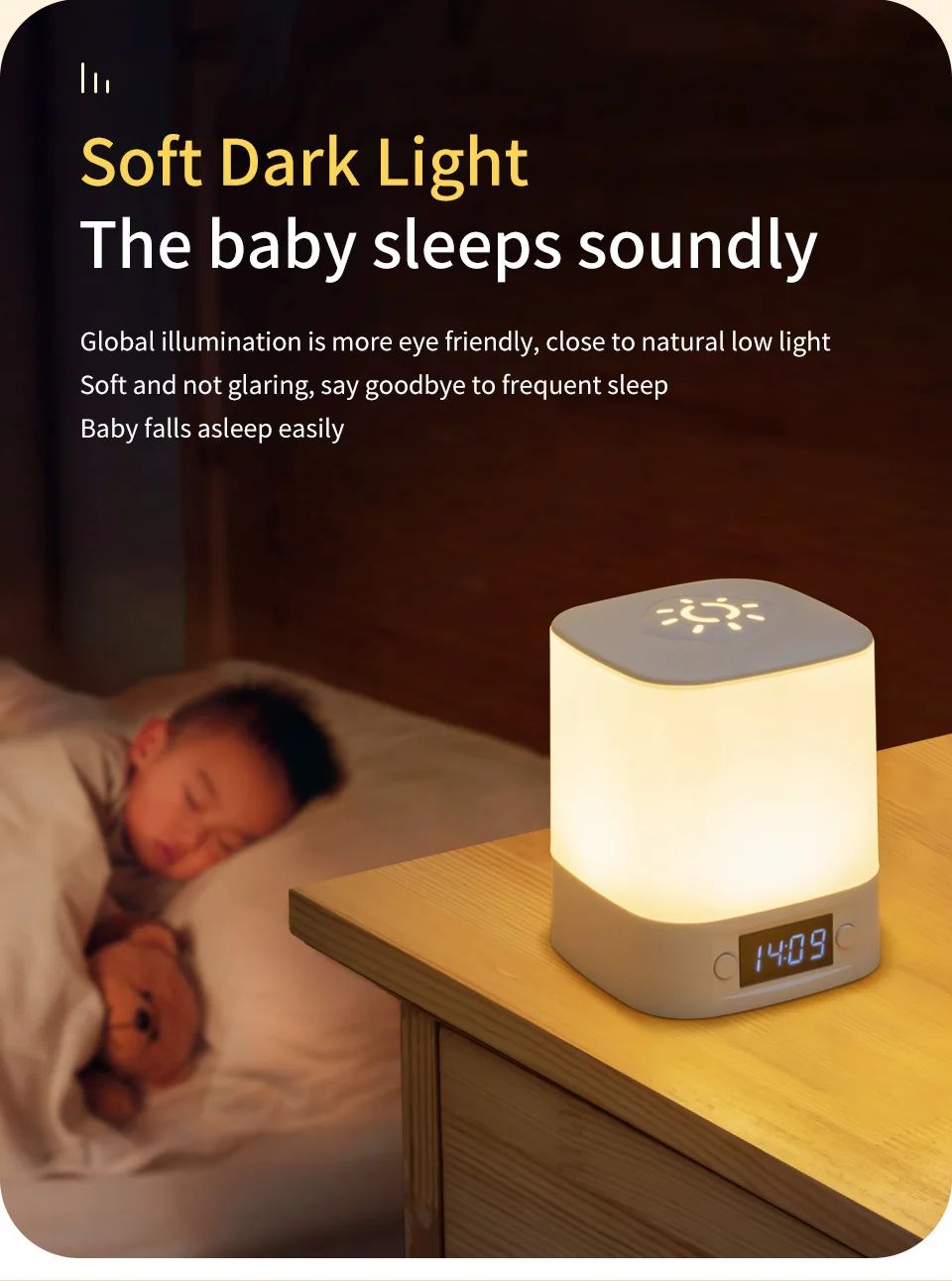Rechargeable LED Night Lamp With Clock Display 7