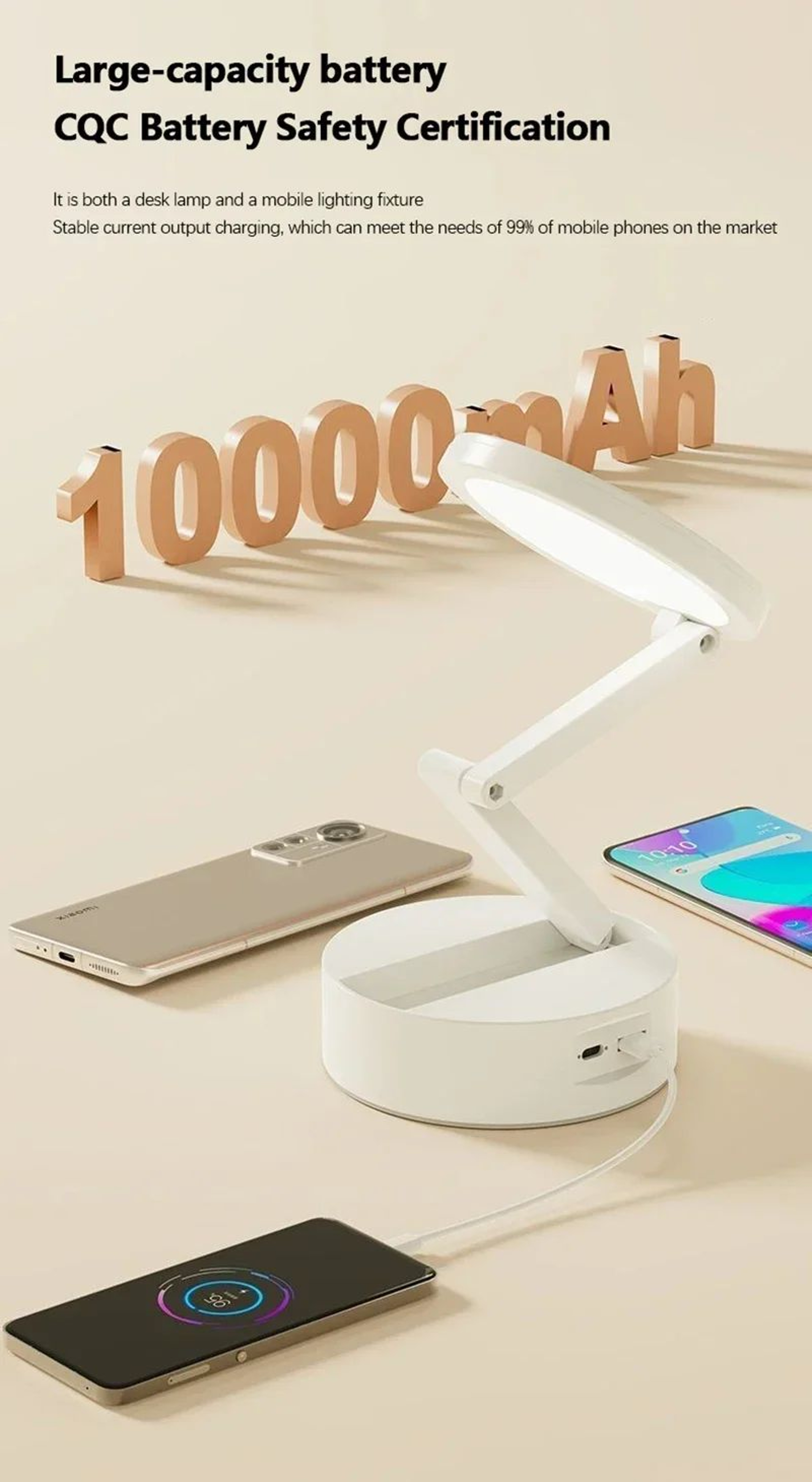 Rechargeable Foldable LED Desk Lamp With Clock 6