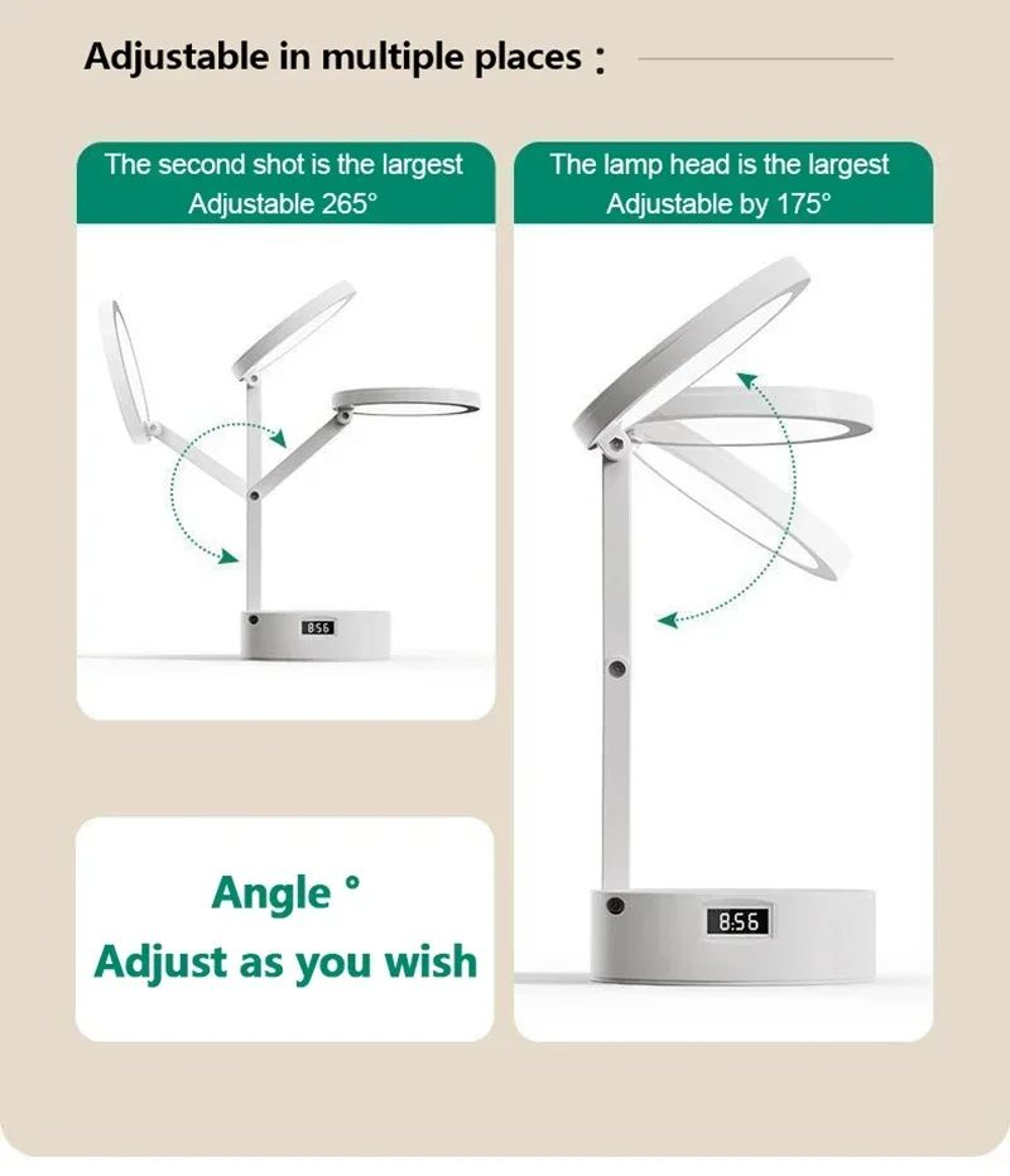 Rechargeable Foldable LED Desk Lamp With Clock 9