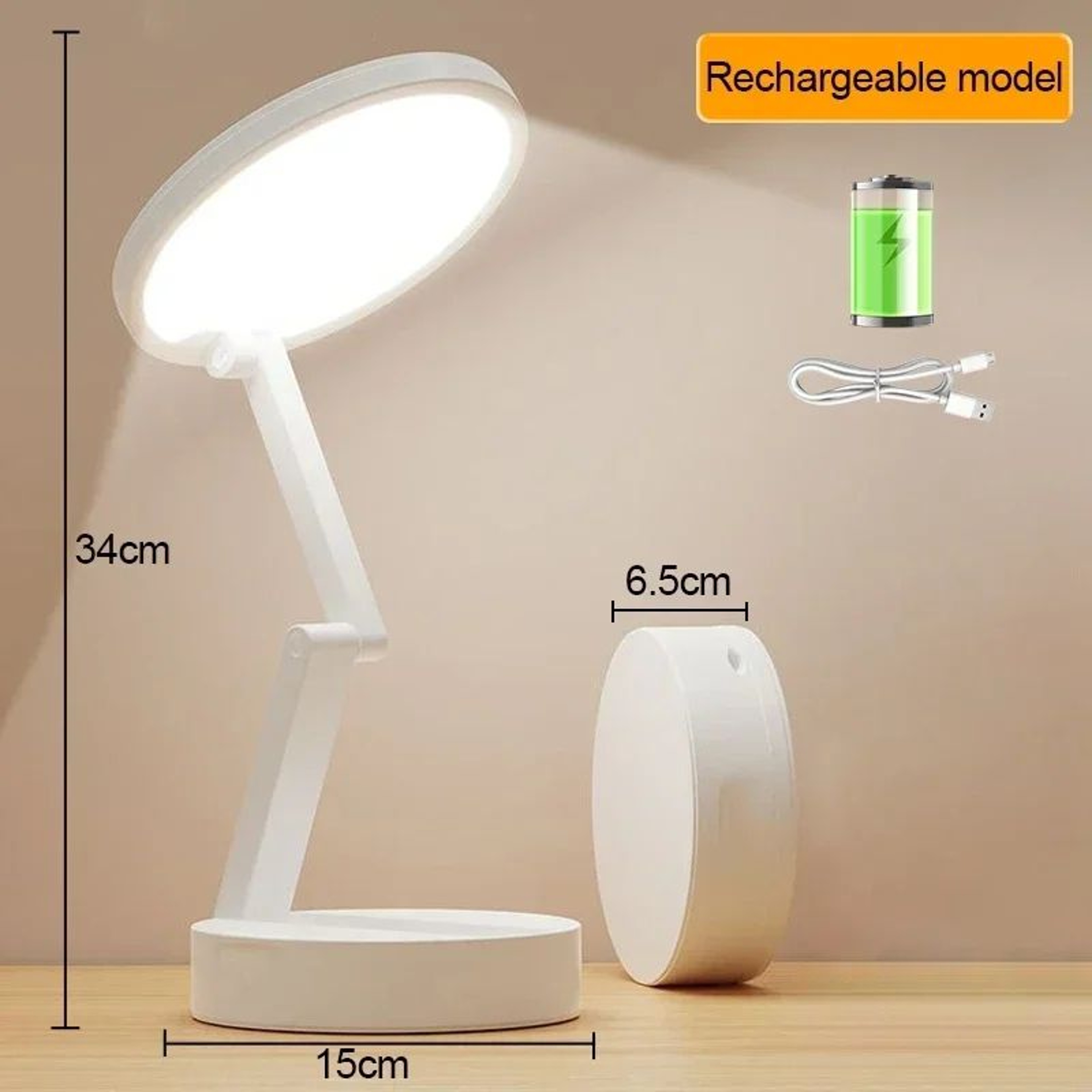 Rechargeable Foldable LED Desk Lamp With Clock 13