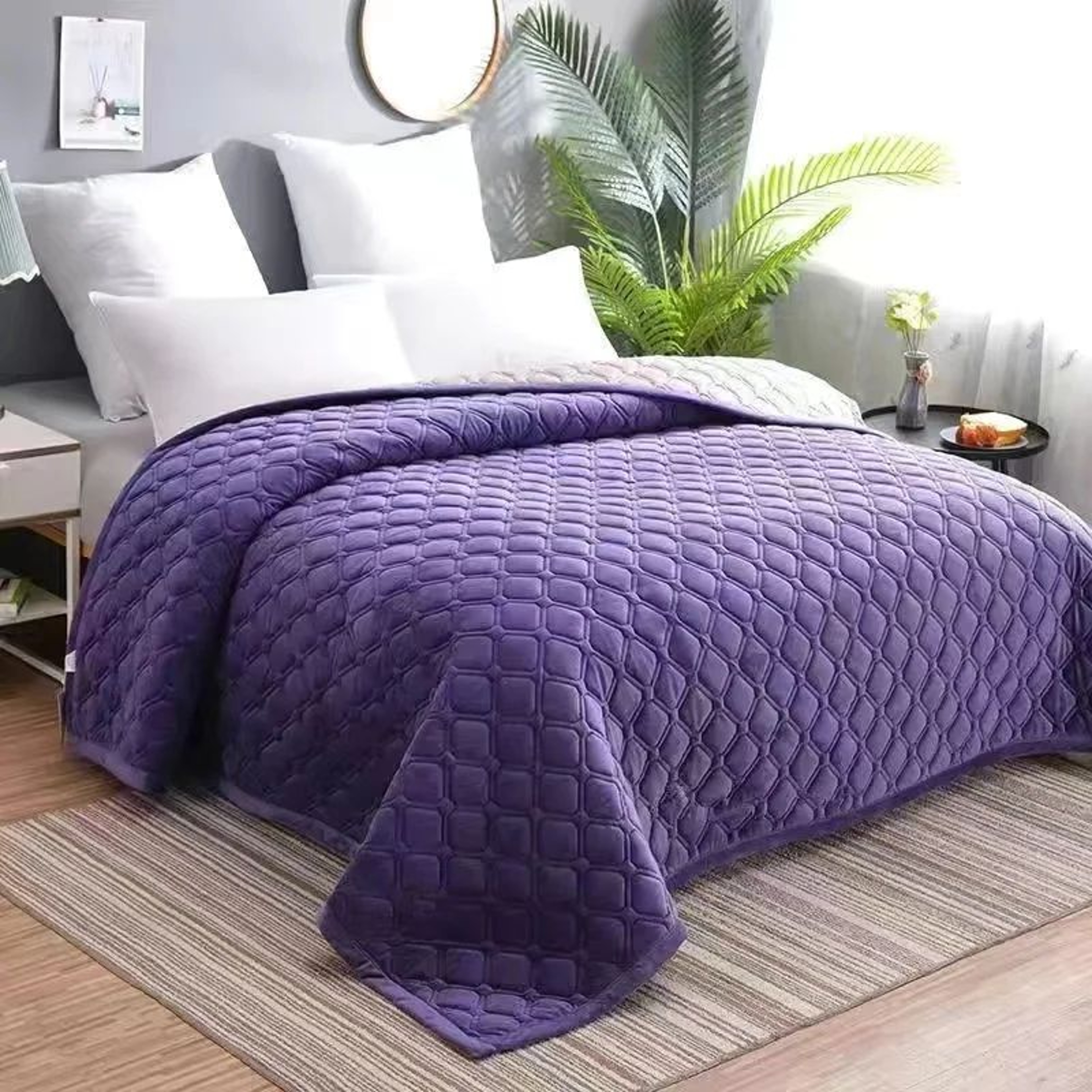 Soft Velvet Quilted Bedspread Blanket 270x230cm 7